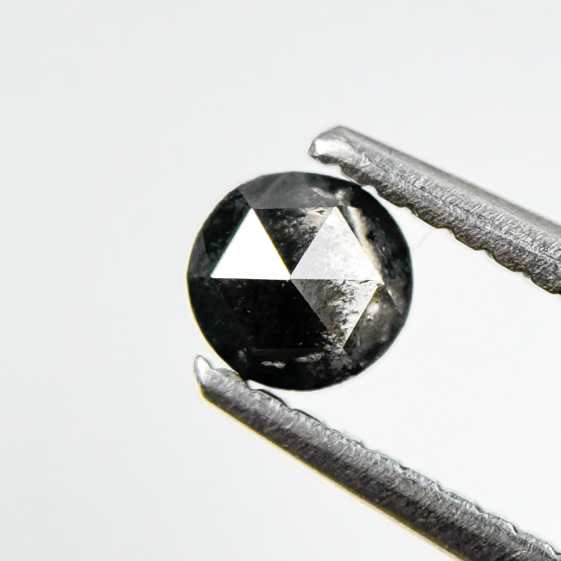 0.33 Ct Round Rose Cut Grey Natural Salt and Pepper Diamond