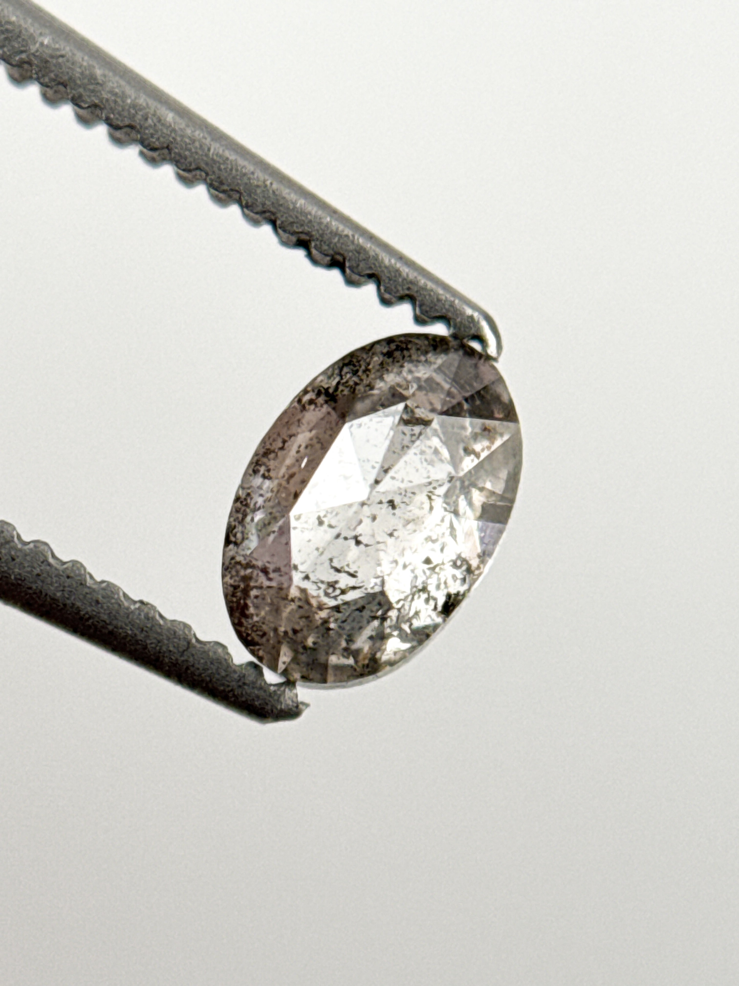 0.58 Ct Oval Rose Cut Grey Natural Galaxy Diamond