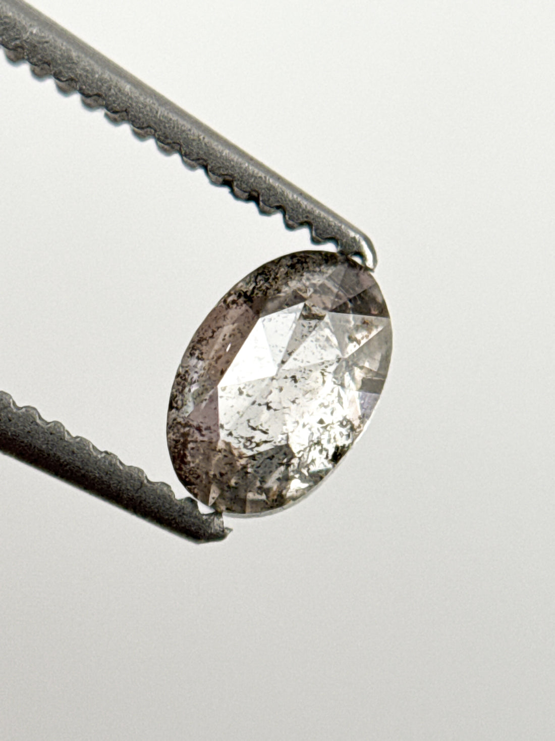 0.58 Ct Oval Rose Cut Grey Natural Galaxy Diamond