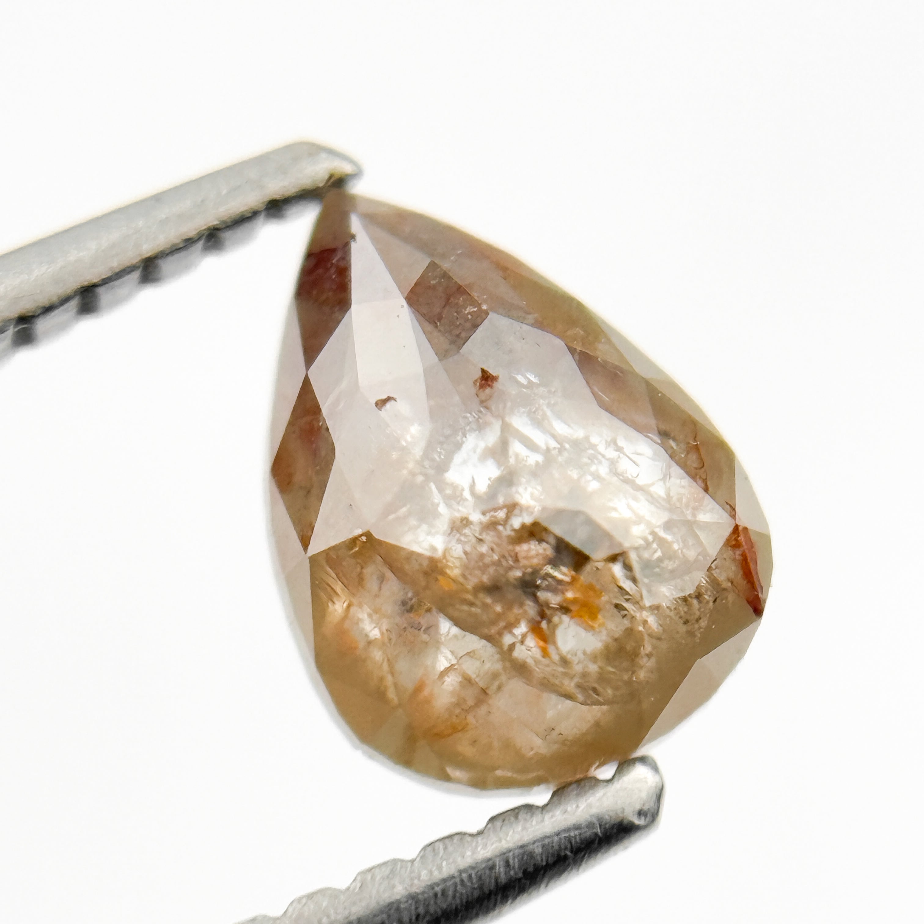 1.10 Ct Pear Rose Cut Grey Natural Salt and Pepper Diamond
