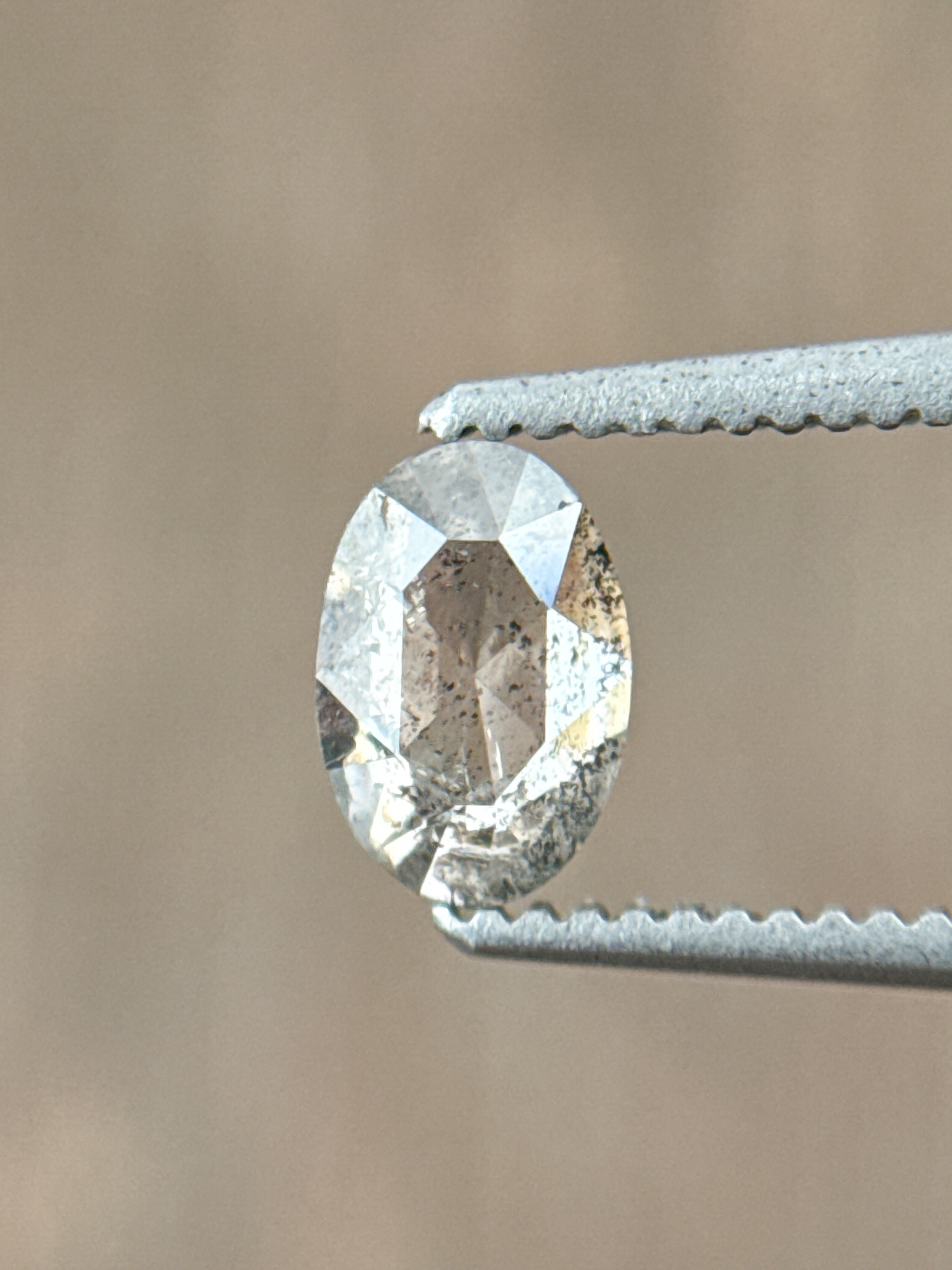 0.58 Ct Oval Rose Cut Grey Natural Galaxy Diamond