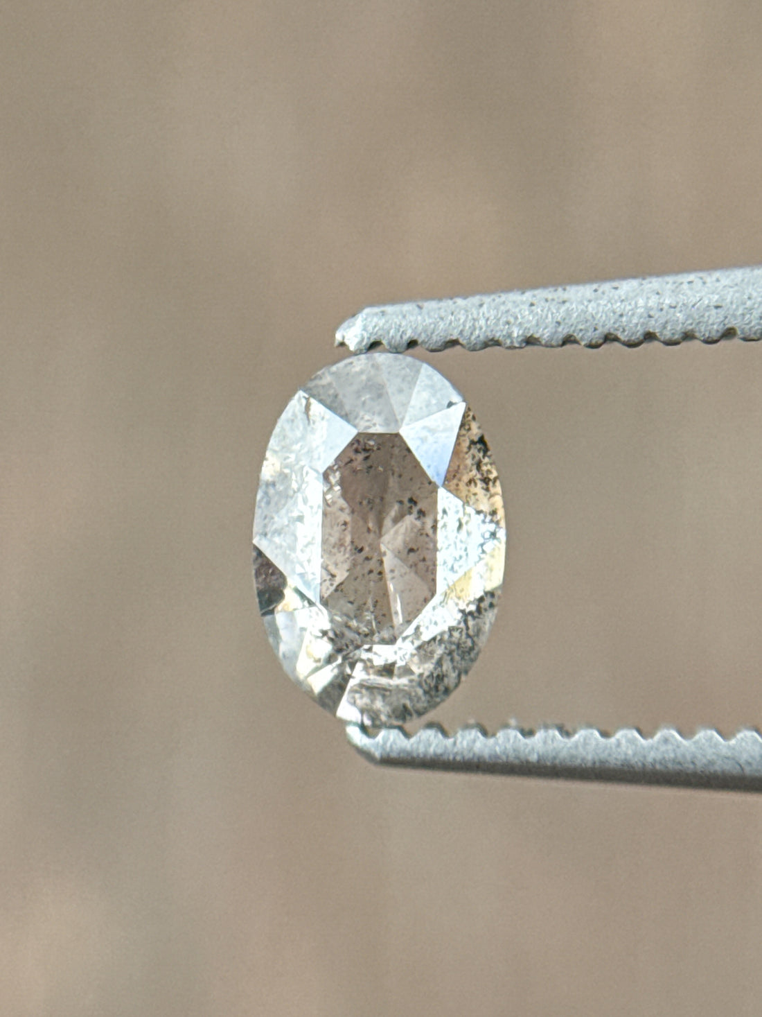 0.58 Ct Oval Rose Cut Grey Natural Galaxy Diamond