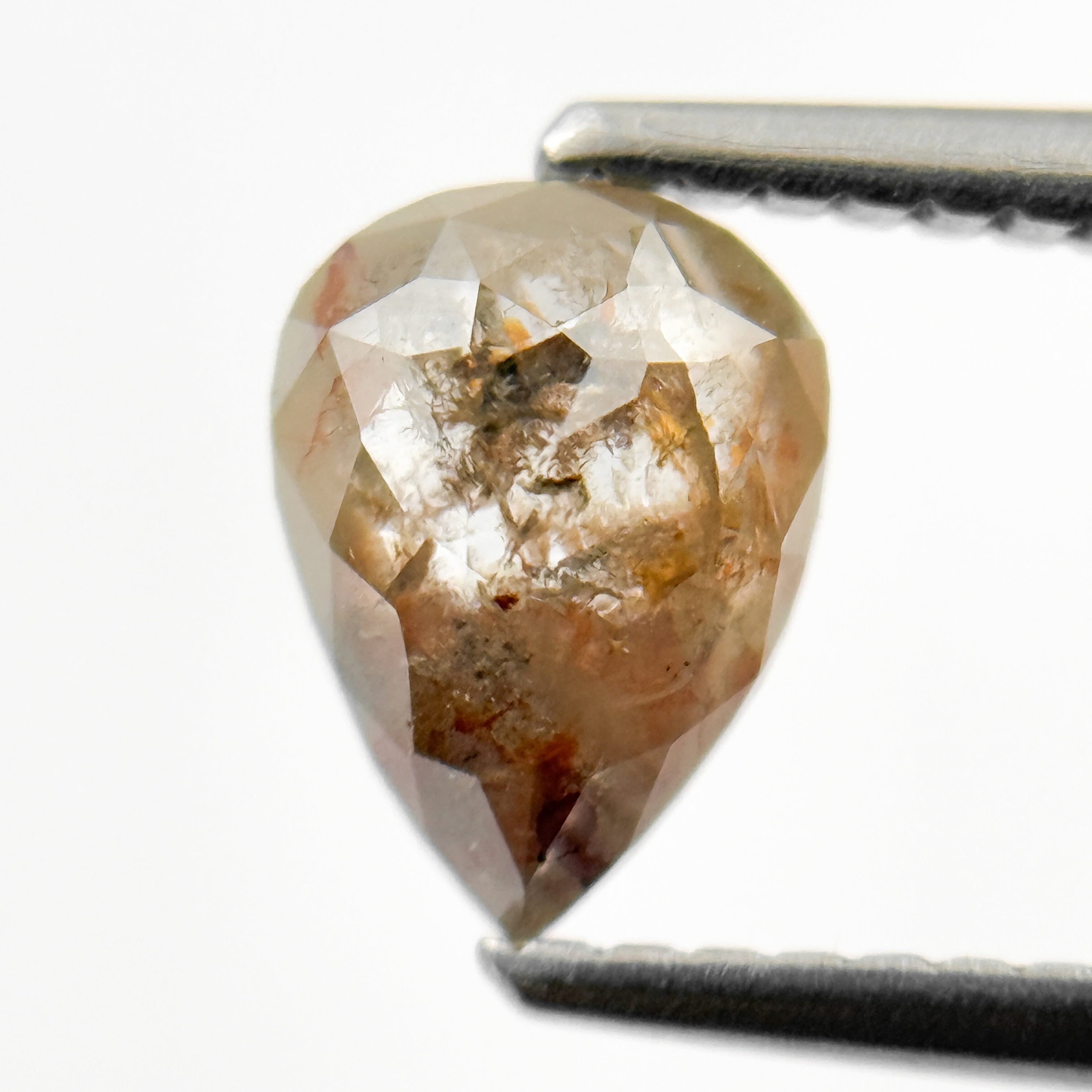 1.10 Ct Pear Rose Cut Grey Natural Salt and Pepper Diamond