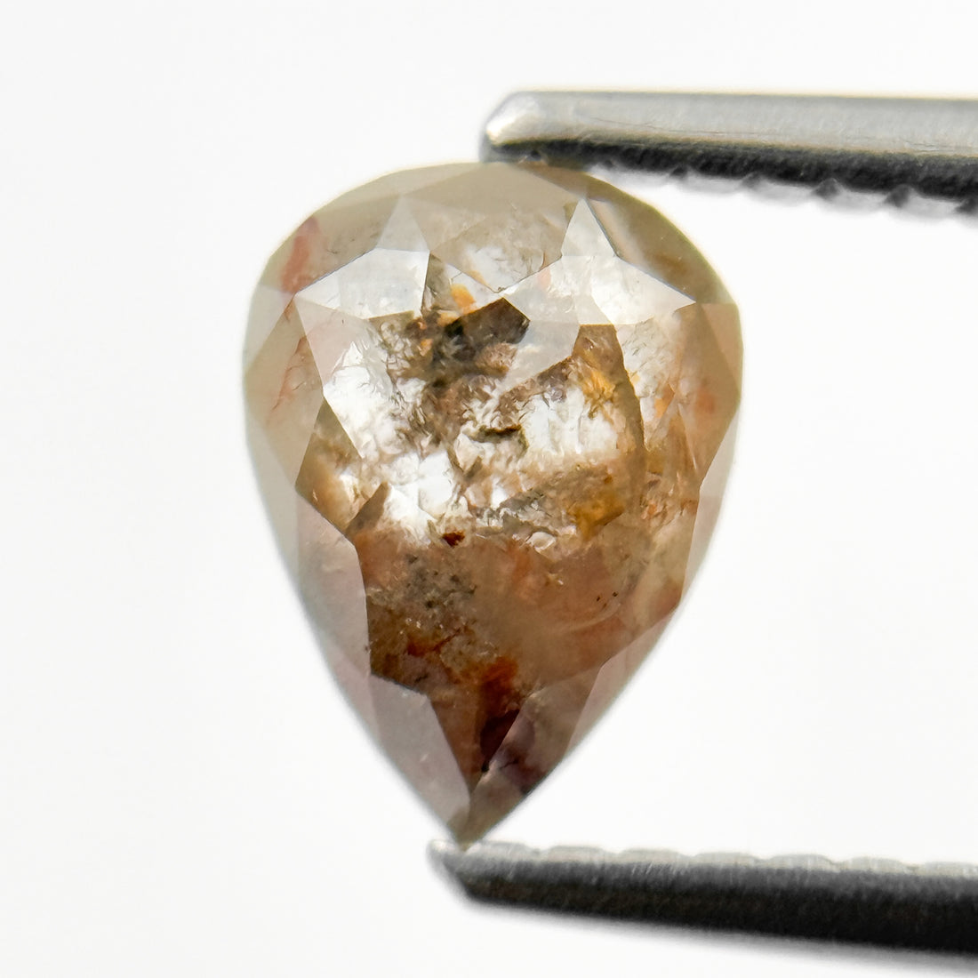 1.10 Ct Pear Rose Cut Grey Natural Salt and Pepper Diamond