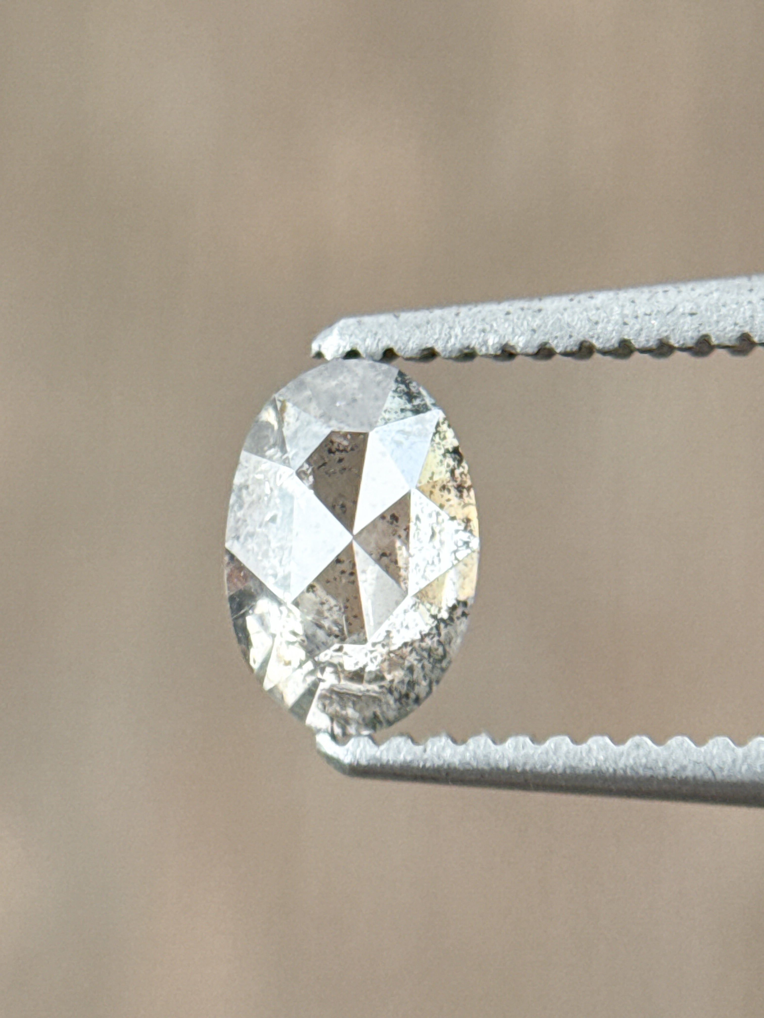 0.58 Ct Oval Rose Cut Grey Natural Galaxy Diamond