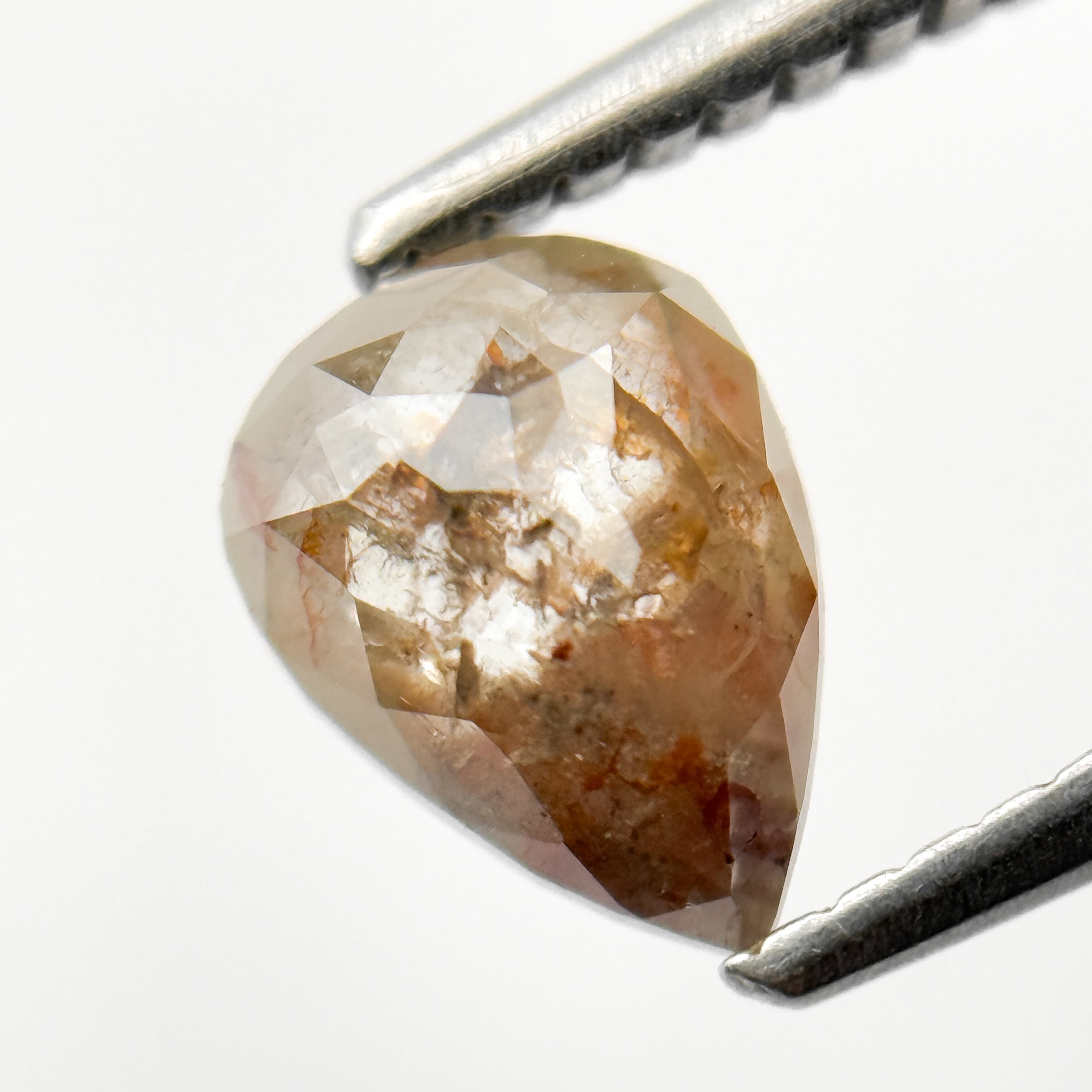 1.10 Ct Pear Rose Cut Grey Natural Salt and Pepper Diamond