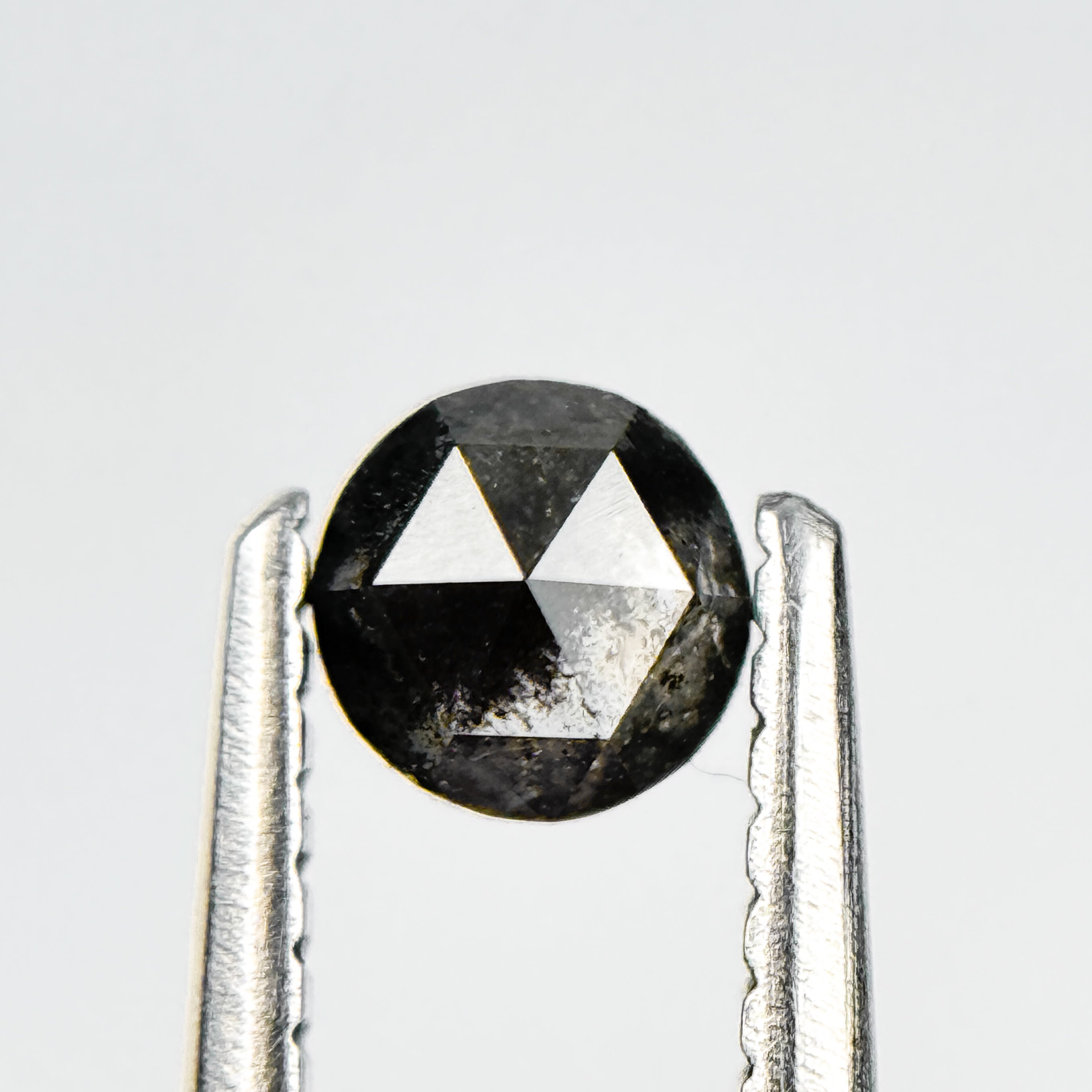 0.33 Ct Round Rose Cut Grey Natural Salt and Pepper Diamond