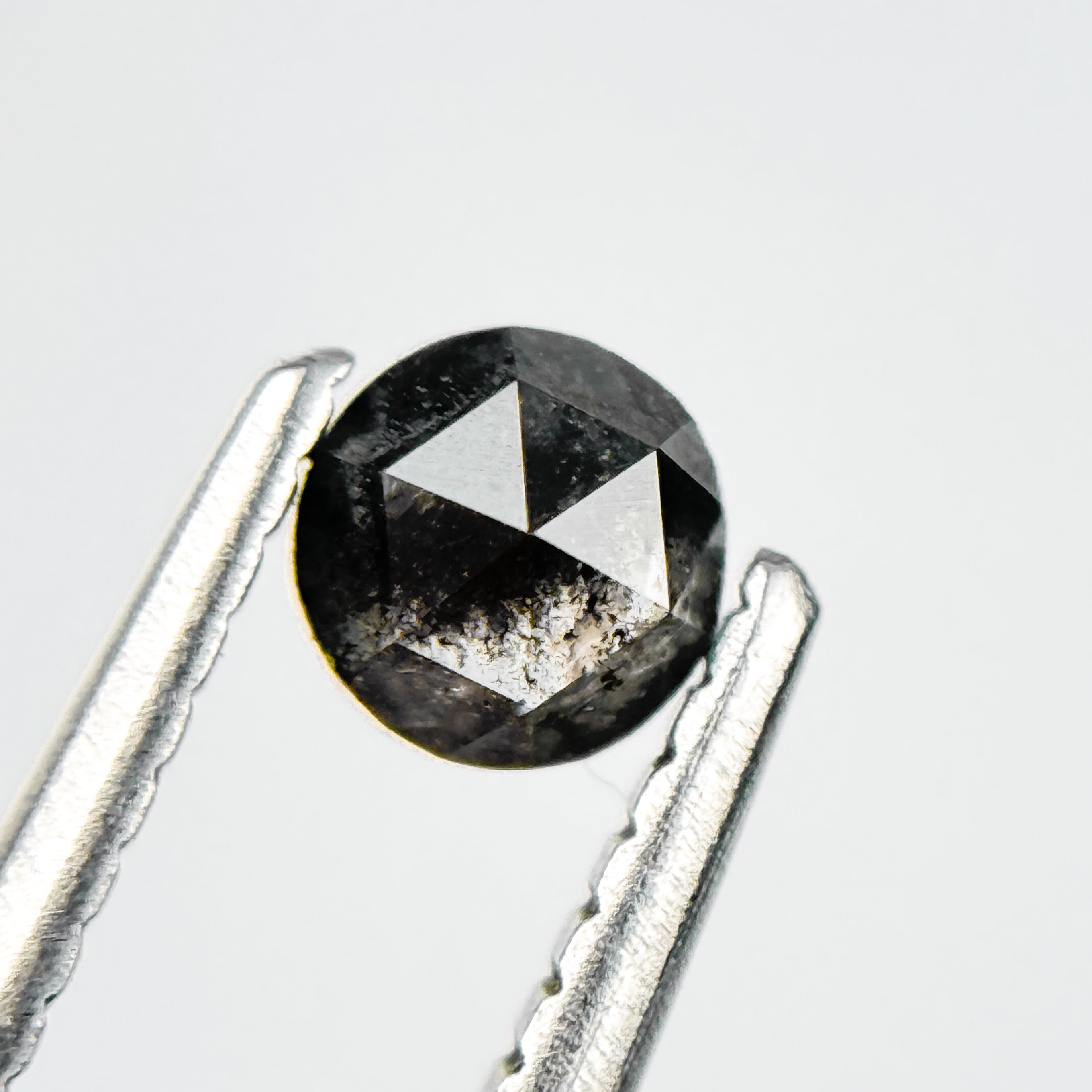 0.33 Ct Round Rose Cut Grey Natural Salt and Pepper Diamond