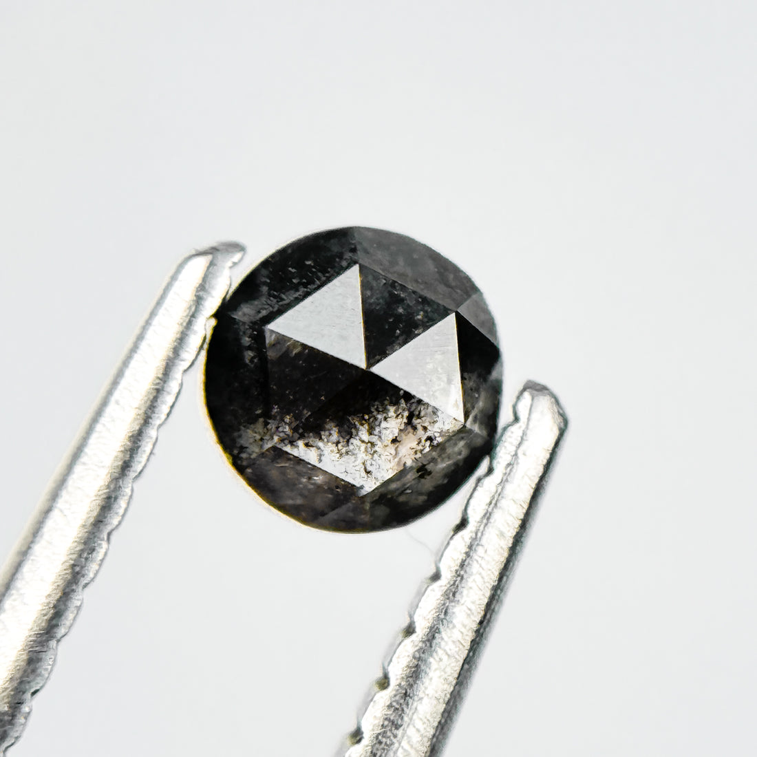 0.33 Ct Round Rose Cut Grey Natural Salt and Pepper Diamond