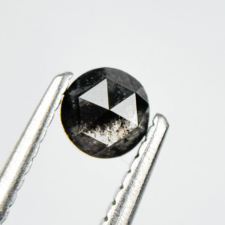 0.33 Ct Round Rose Cut Grey Natural Salt and Pepper Diamond