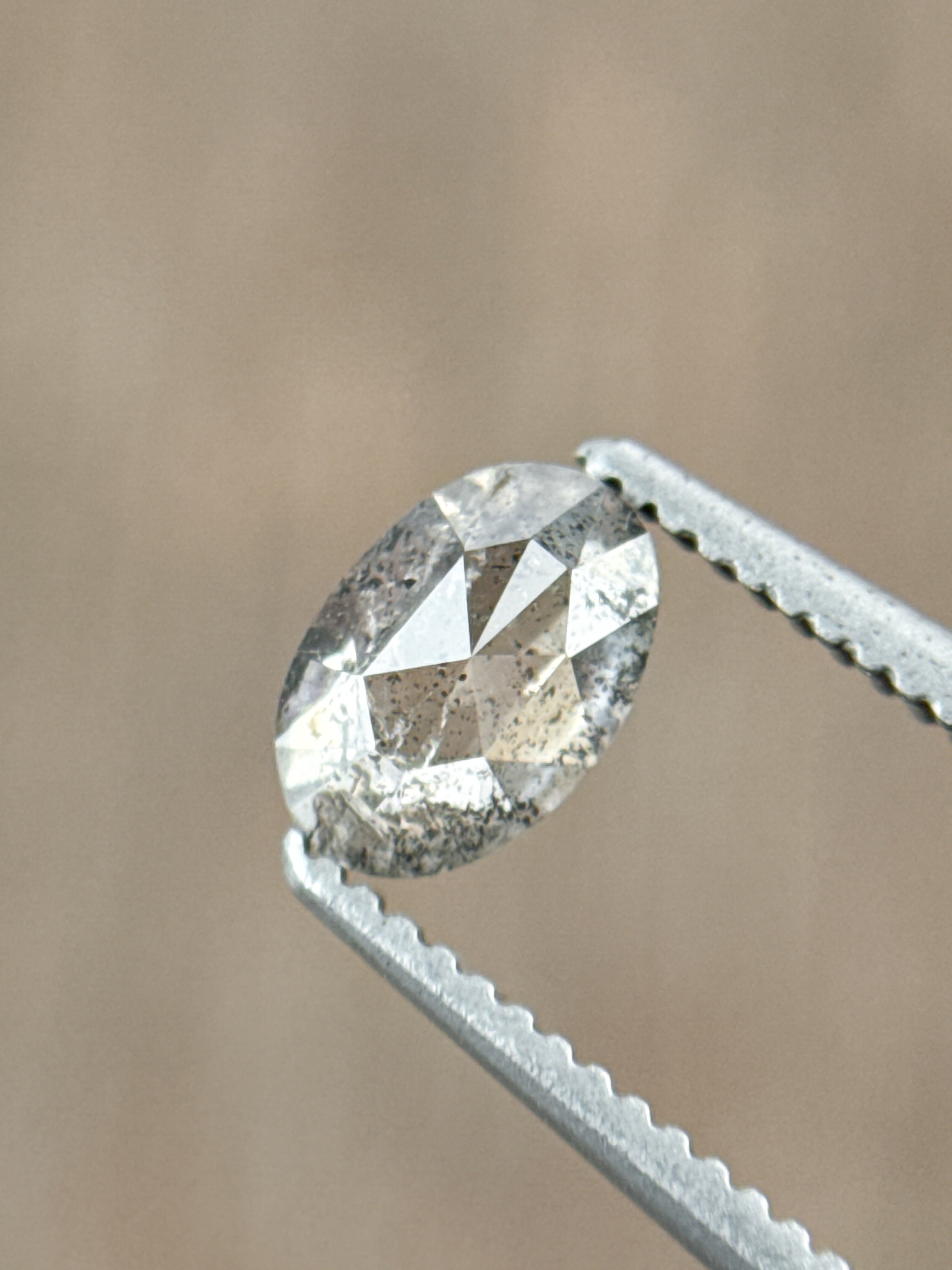 0.58 Ct Oval Rose Cut Grey Natural Galaxy Diamond