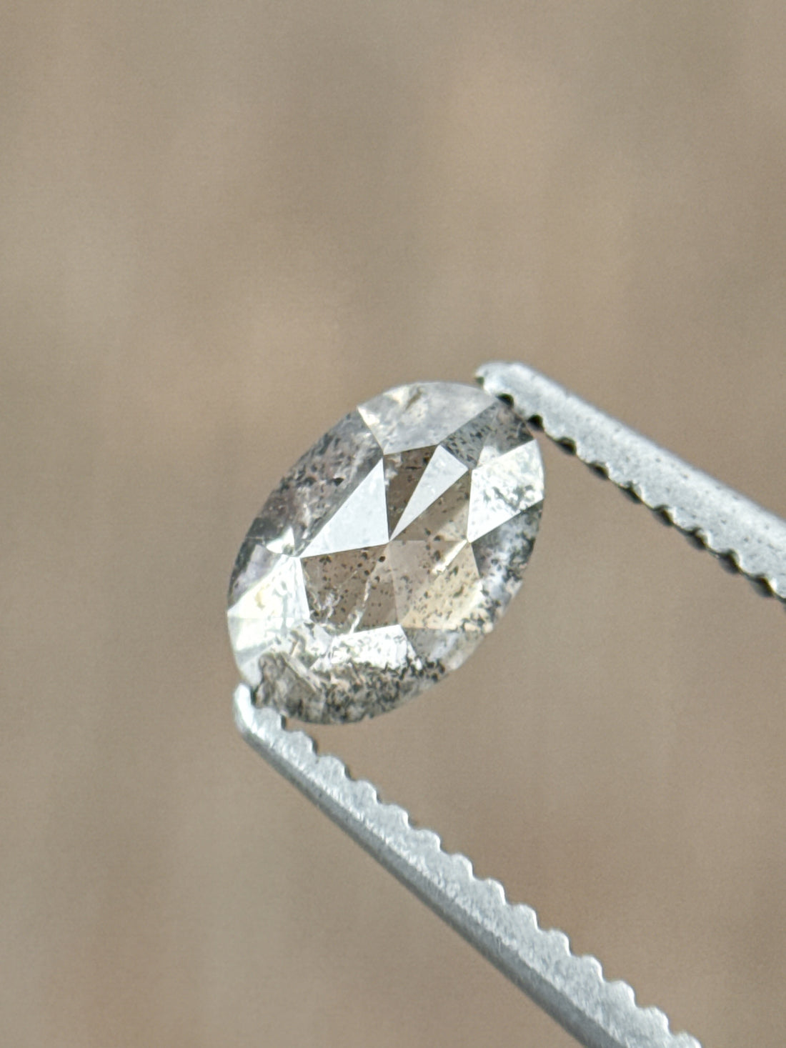 0.58 Ct Oval Rose Cut Grey Natural Galaxy Diamond