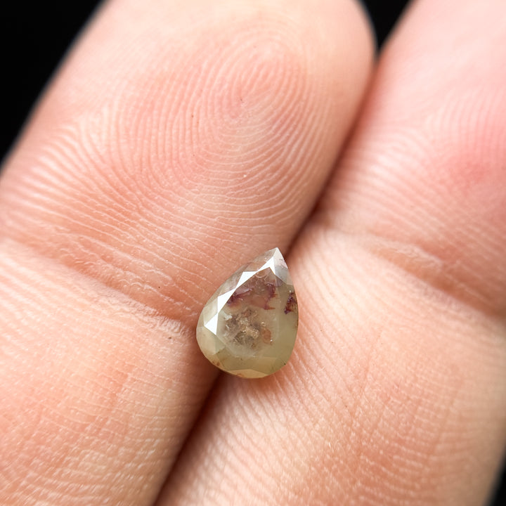 1.10 Ct Pear Rose Cut Grey Natural Salt and Pepper Diamond