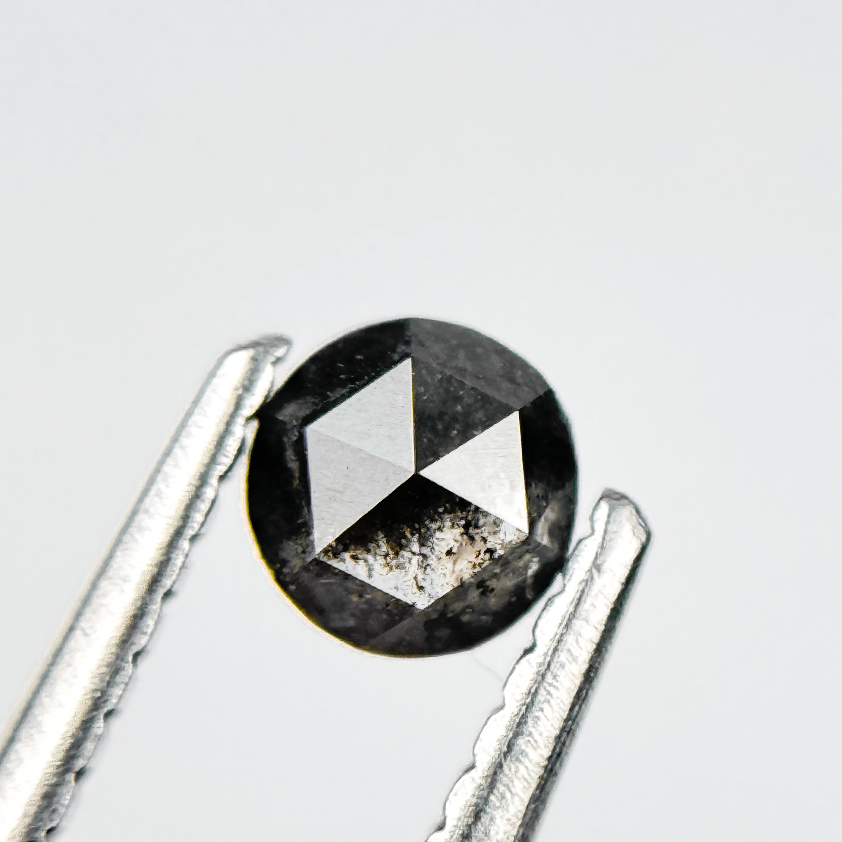 0.33 Ct Round Rose Cut Grey Natural Salt and Pepper Diamond