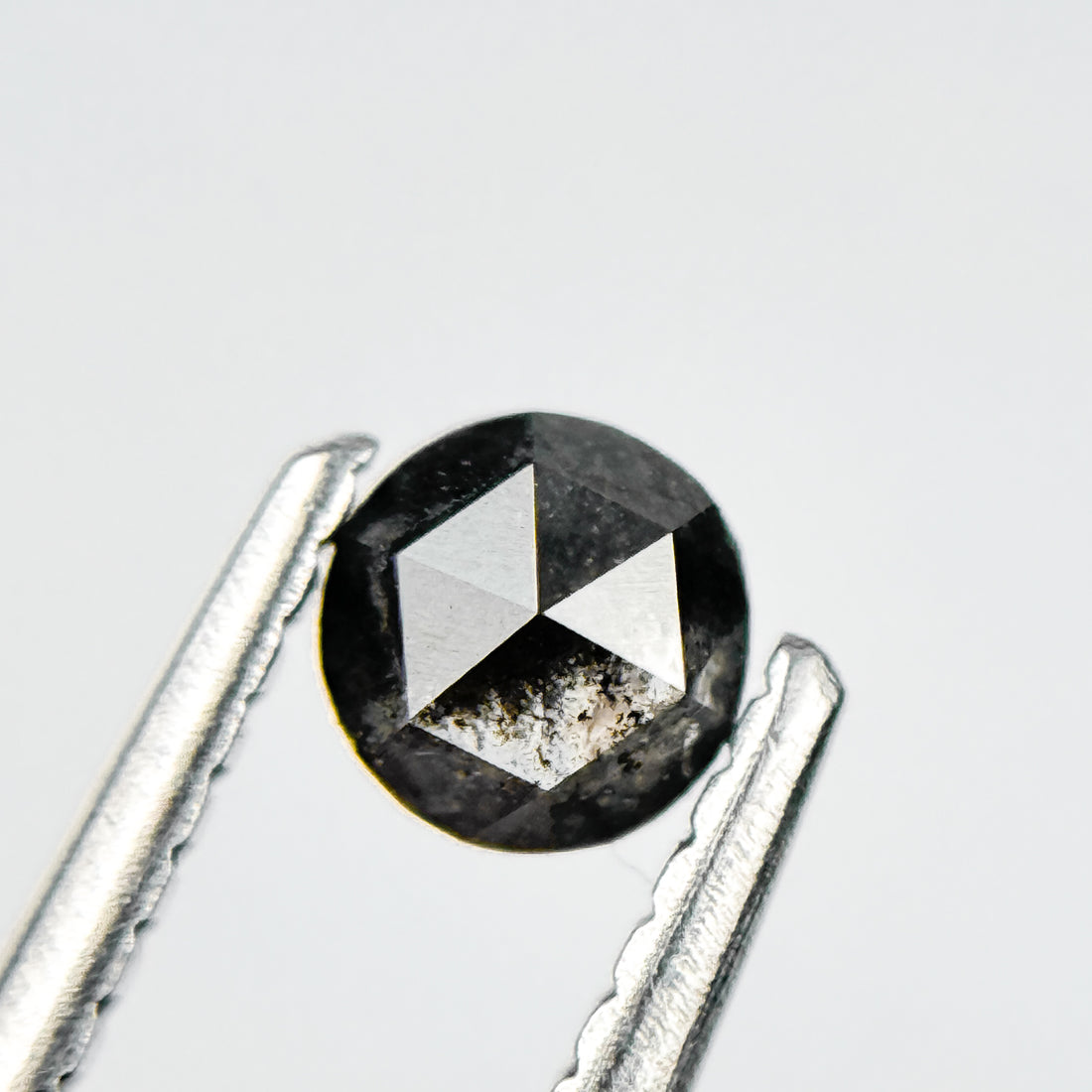 0.33 Ct Round Rose Cut Grey Natural Salt and Pepper Diamond