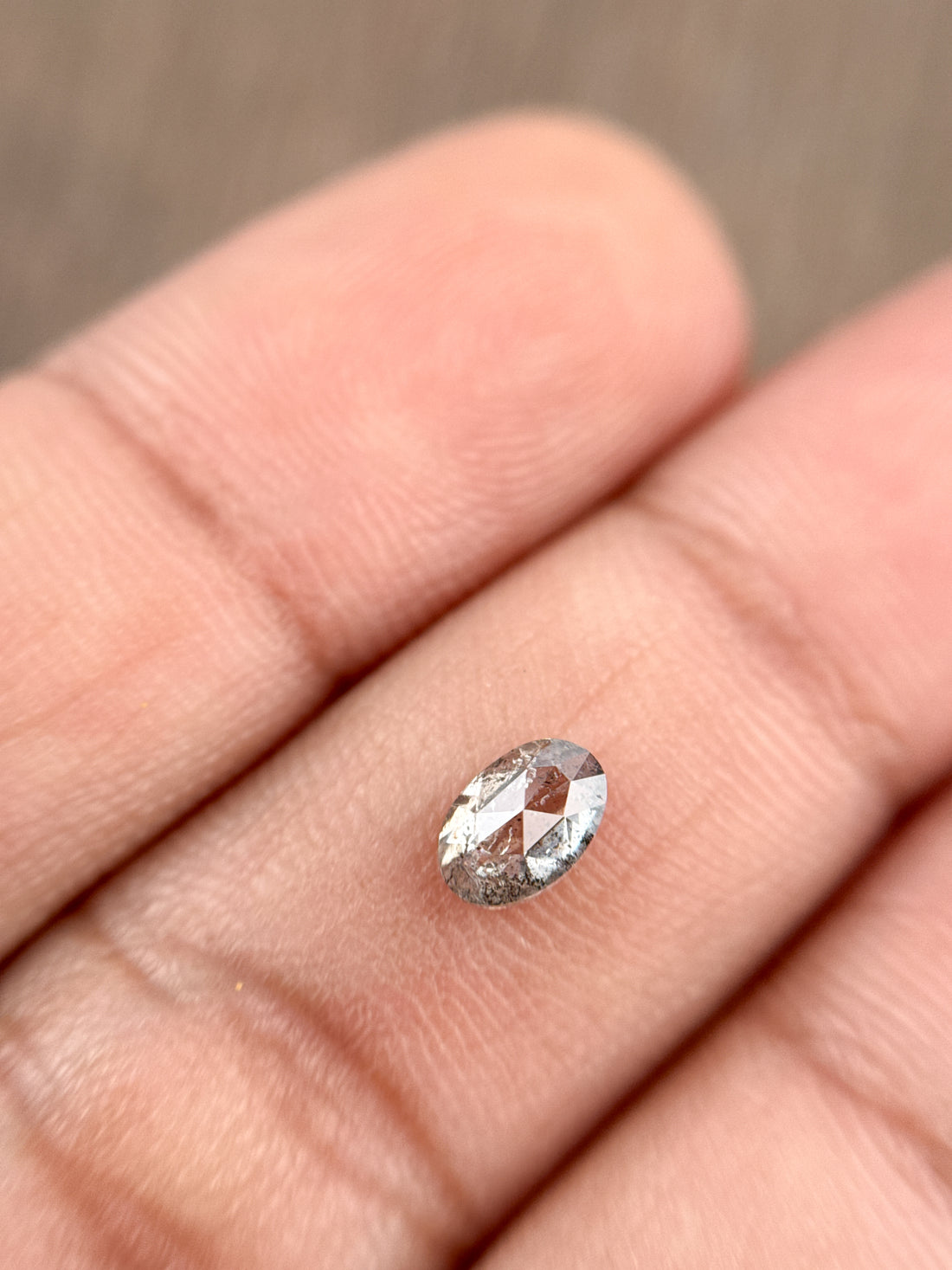 0.58 Ct Oval Rose Cut Grey Natural Galaxy Diamond