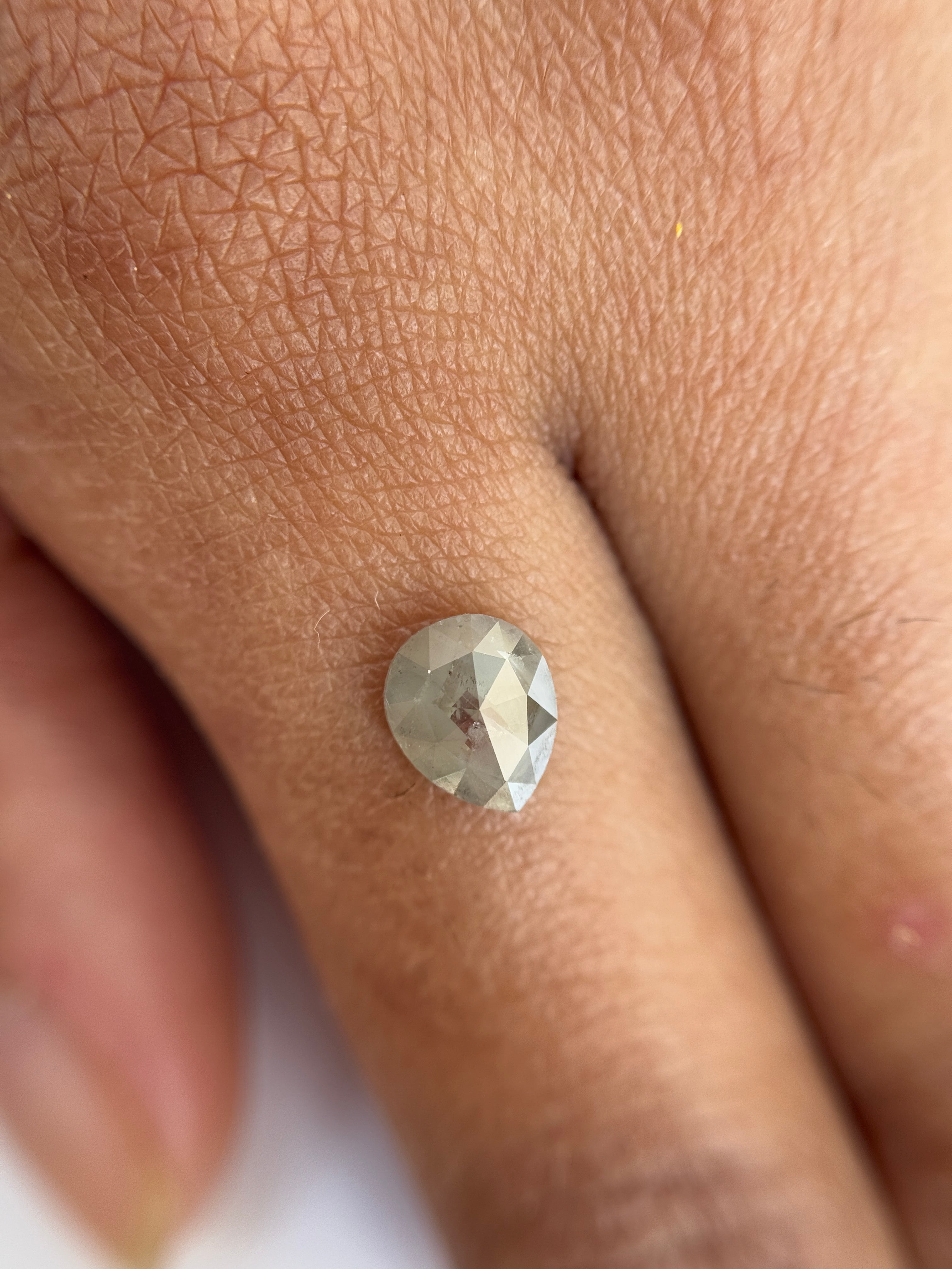 0.97 Ct Pear Rose Cut Grey Natural Salt and Pepper Diamond