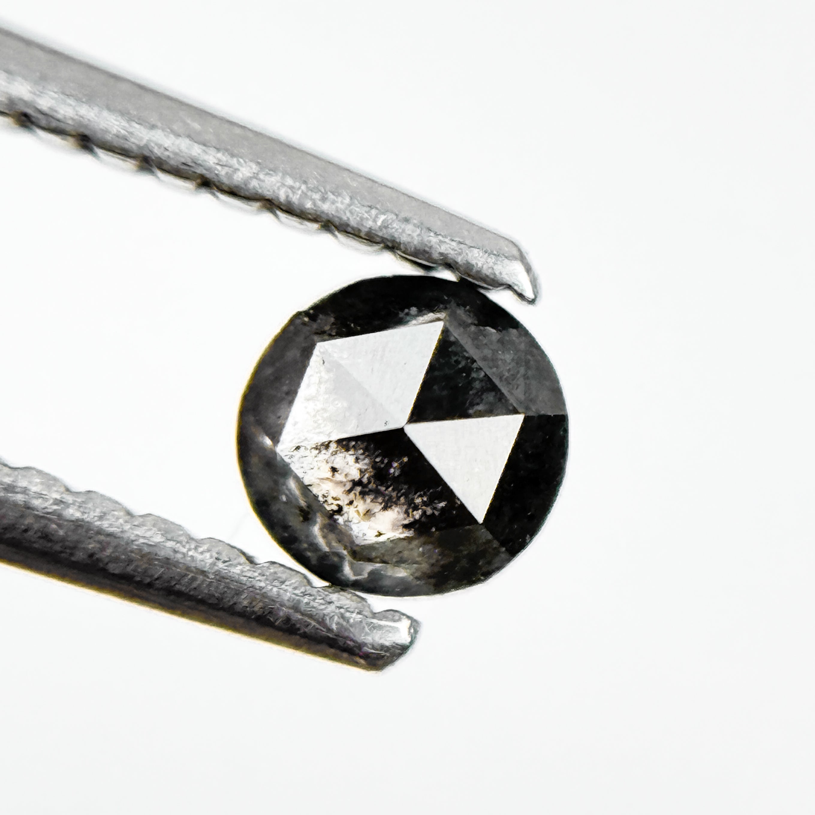 0.33 Ct Round Rose Cut Grey Natural Salt and Pepper Diamond