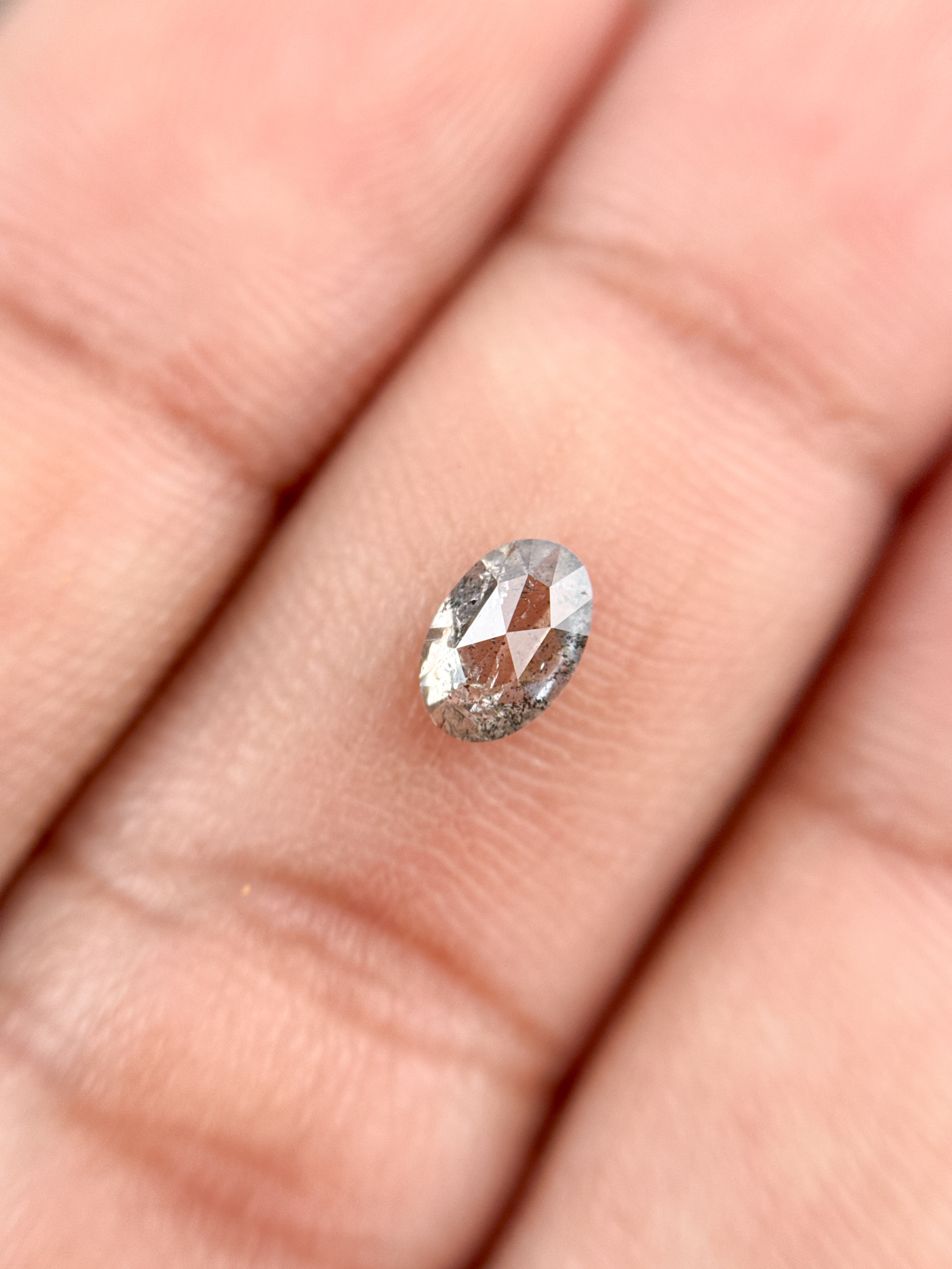 0.58 Ct Oval Rose Cut Grey Natural Galaxy Diamond
