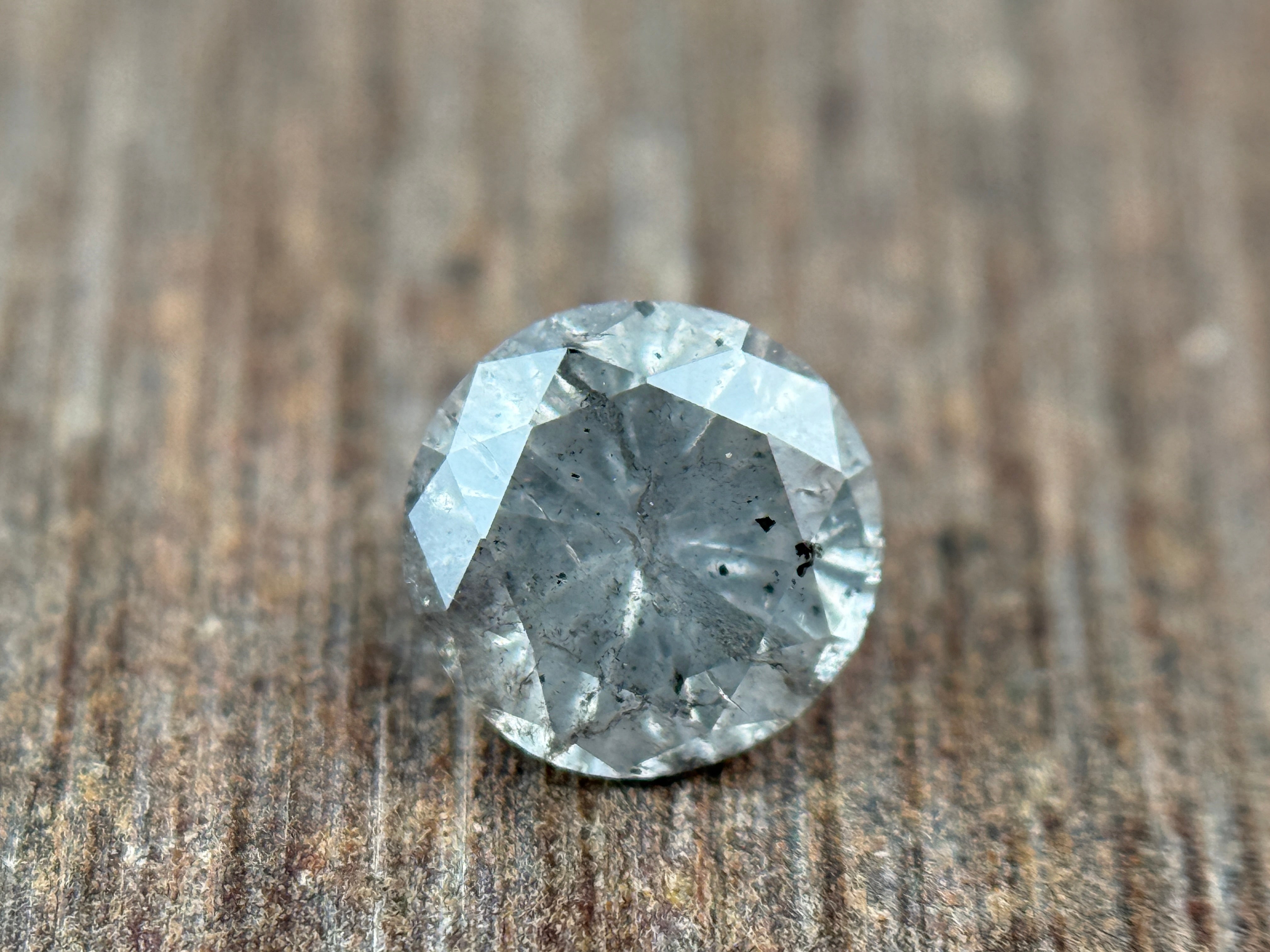 0.57 Ct Round Rose Cut Grey Natural Minimalist Diamond