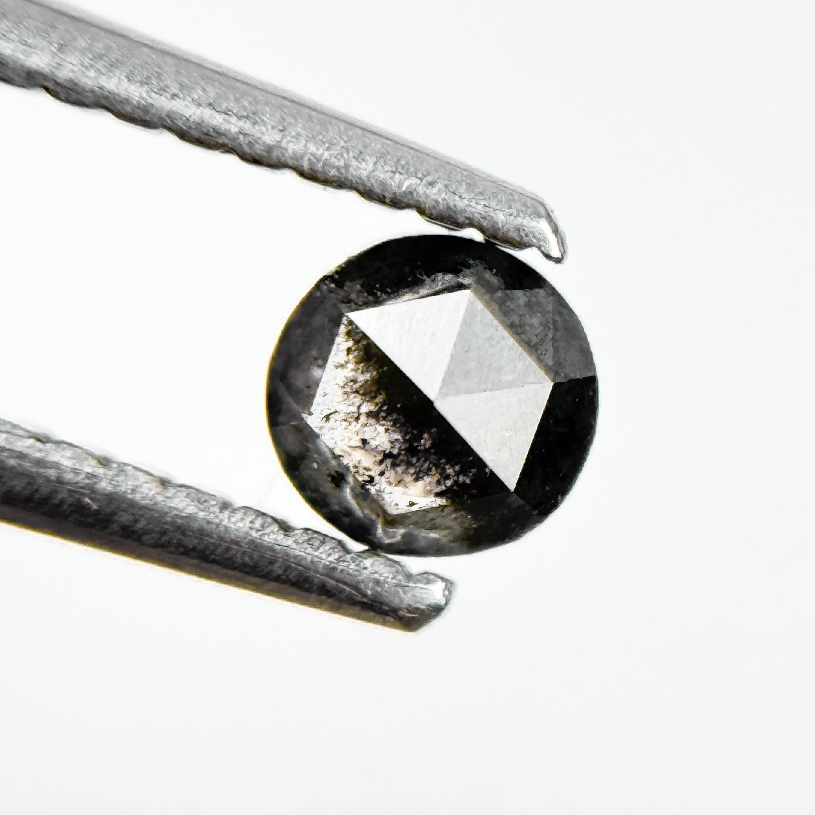 0.33 Ct Round Rose Cut Grey Natural Salt and Pepper Diamond