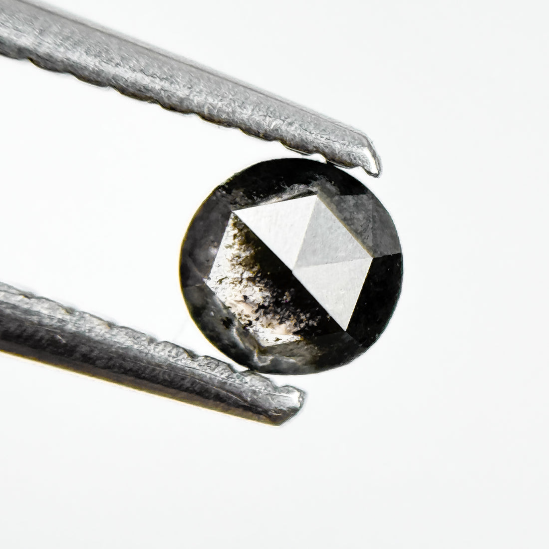 0.33 Ct Round Rose Cut Grey Natural Salt and Pepper Diamond