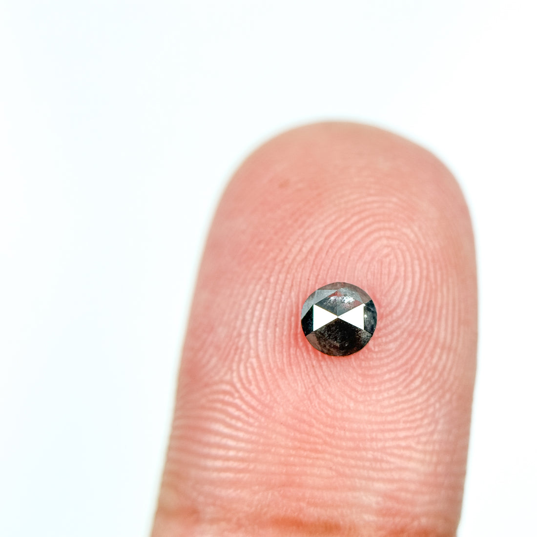 0.33 Ct Round Rose Cut Grey Natural Salt and Pepper Diamond