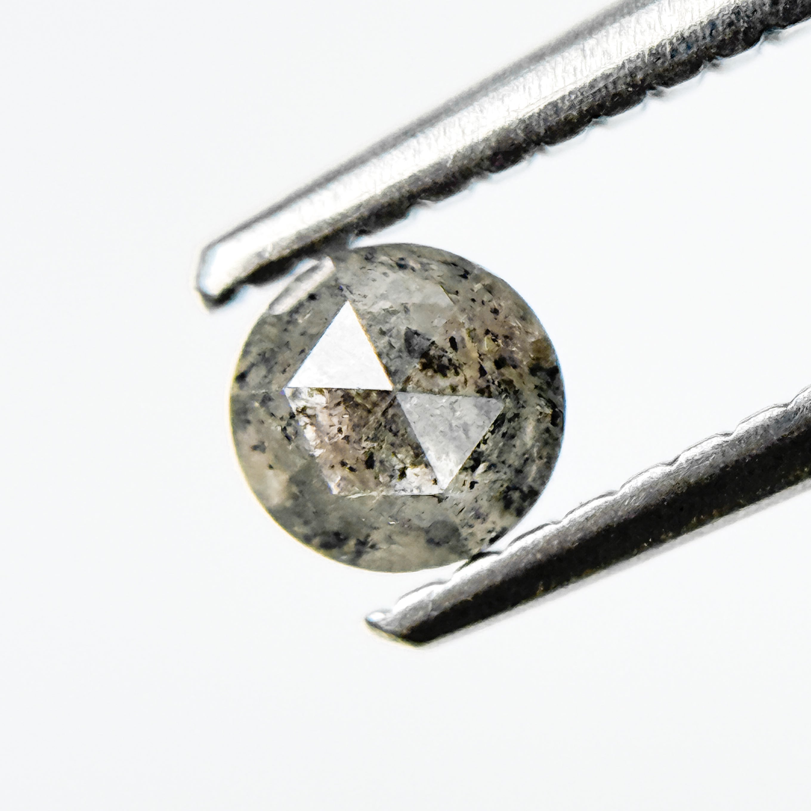 0.41 Ct Round Rose Cut Grey Natural Salt and Pepper Diamond
