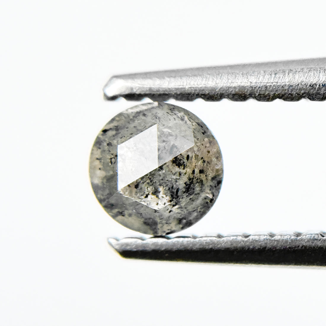0.41 Ct Round Rose Cut Grey Natural Salt and Pepper Diamond
