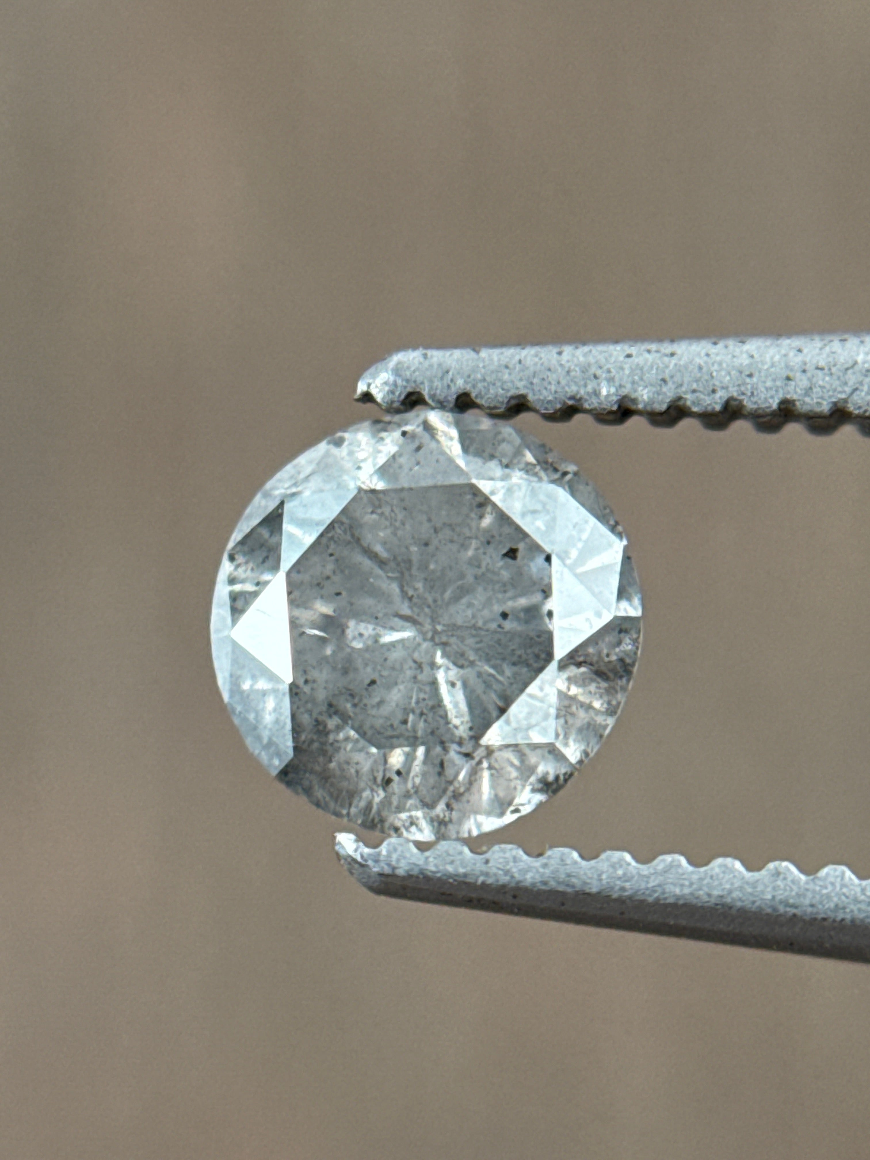 0.57 Ct Round Rose Cut Grey Natural Minimalist Diamond