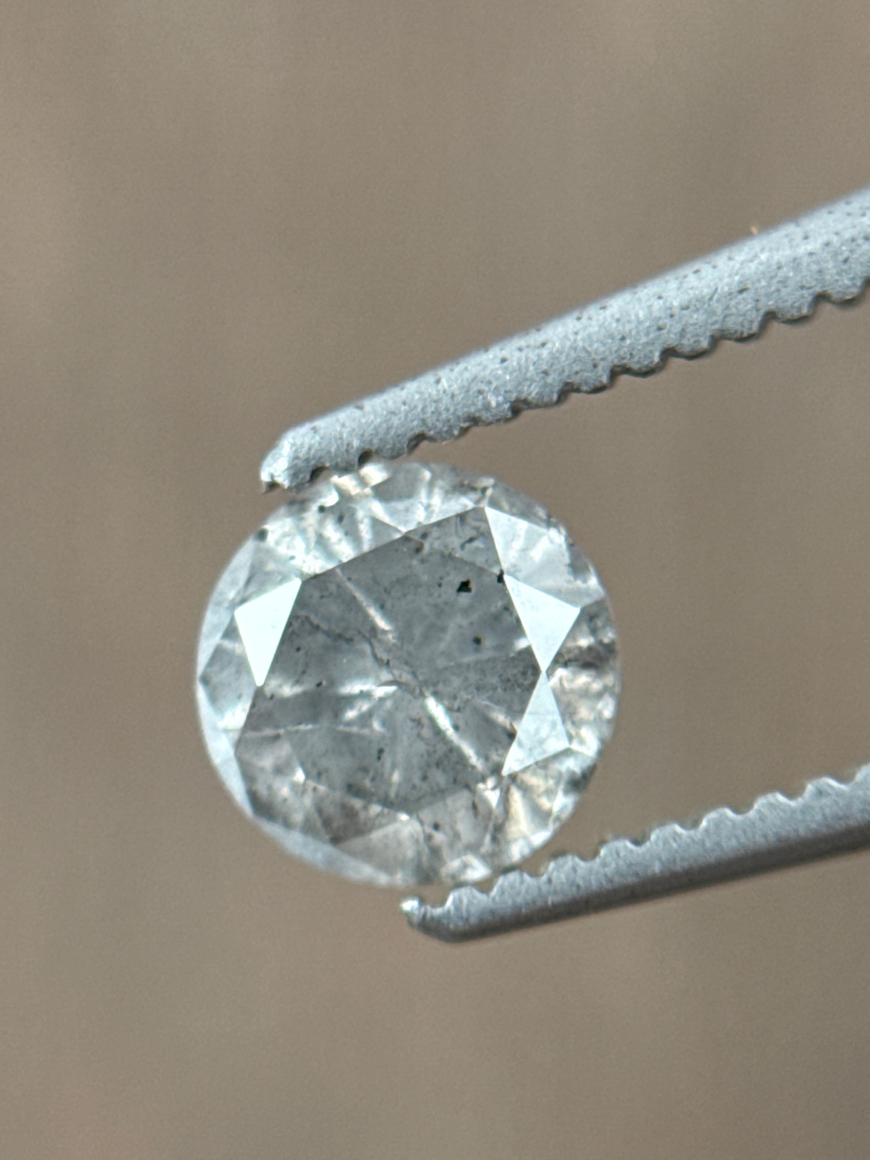 0.57 Ct Round Rose Cut Grey Natural Minimalist Diamond
