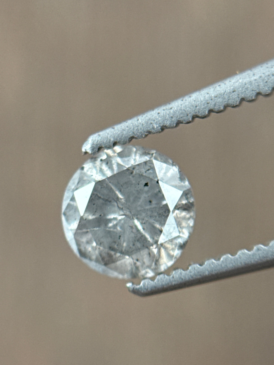 0.57 Ct Round Rose Cut Grey Natural Minimalist Diamond