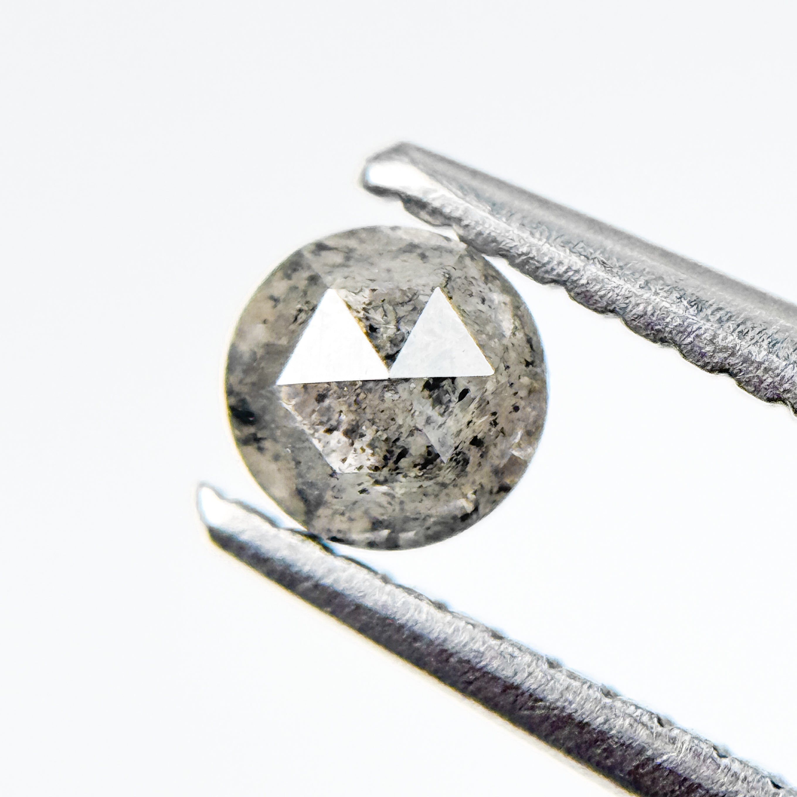 0.41 Ct Round Rose Cut Grey Natural Salt and Pepper Diamond