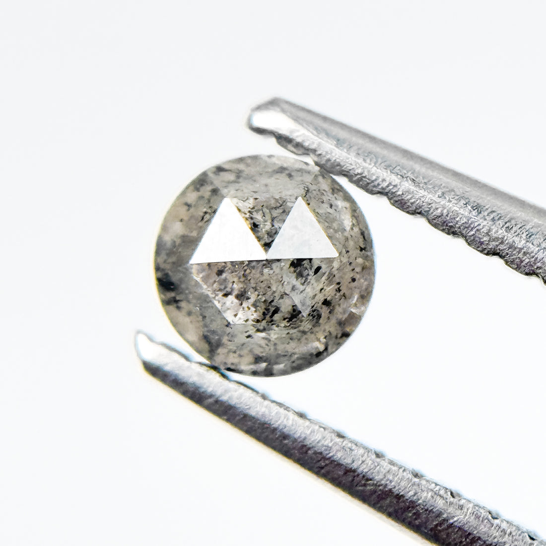 0.41 Ct Round Rose Cut Grey Natural Salt and Pepper Diamond