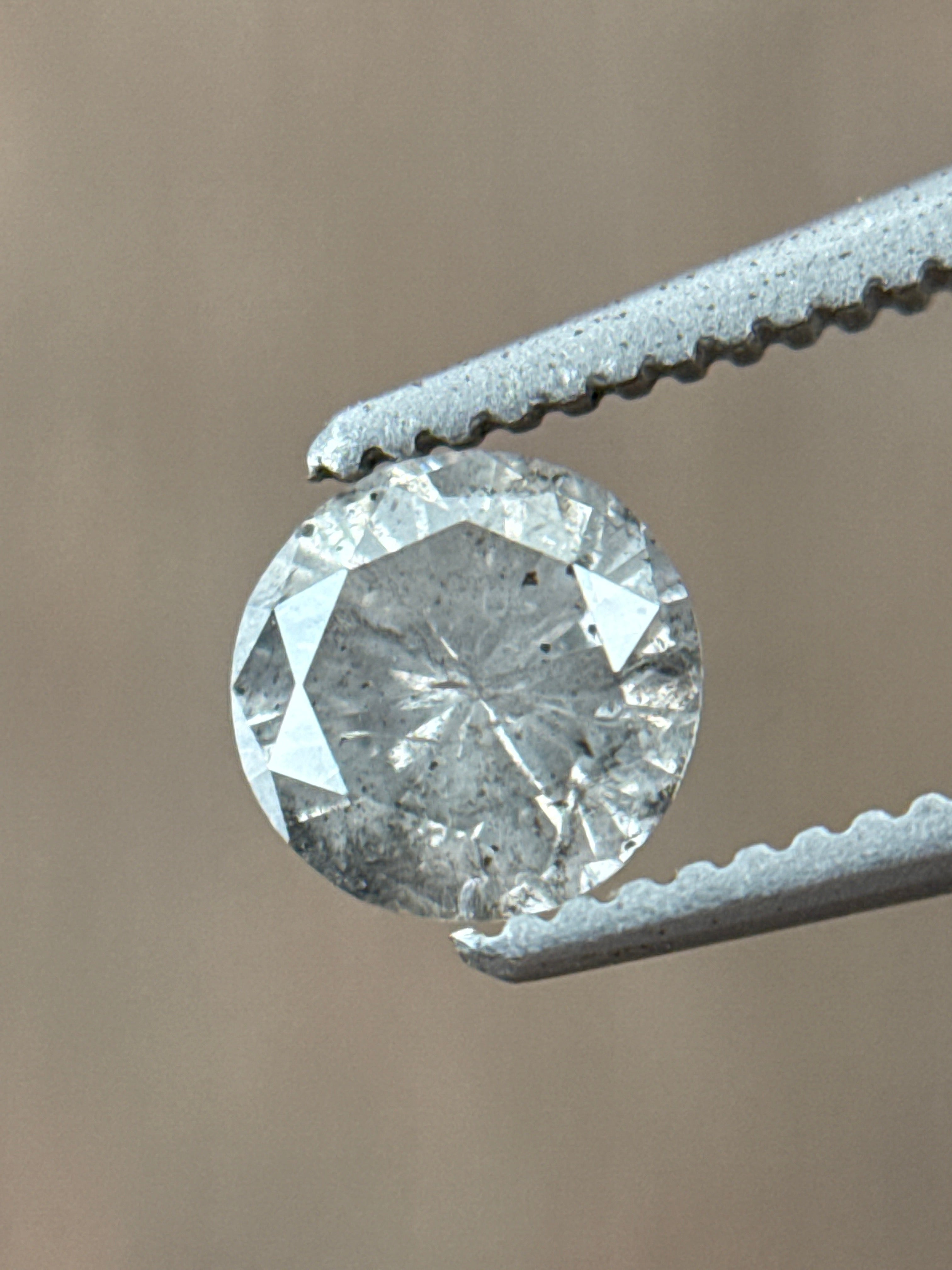 0.57 Ct Round Rose Cut Grey Natural Minimalist Diamond