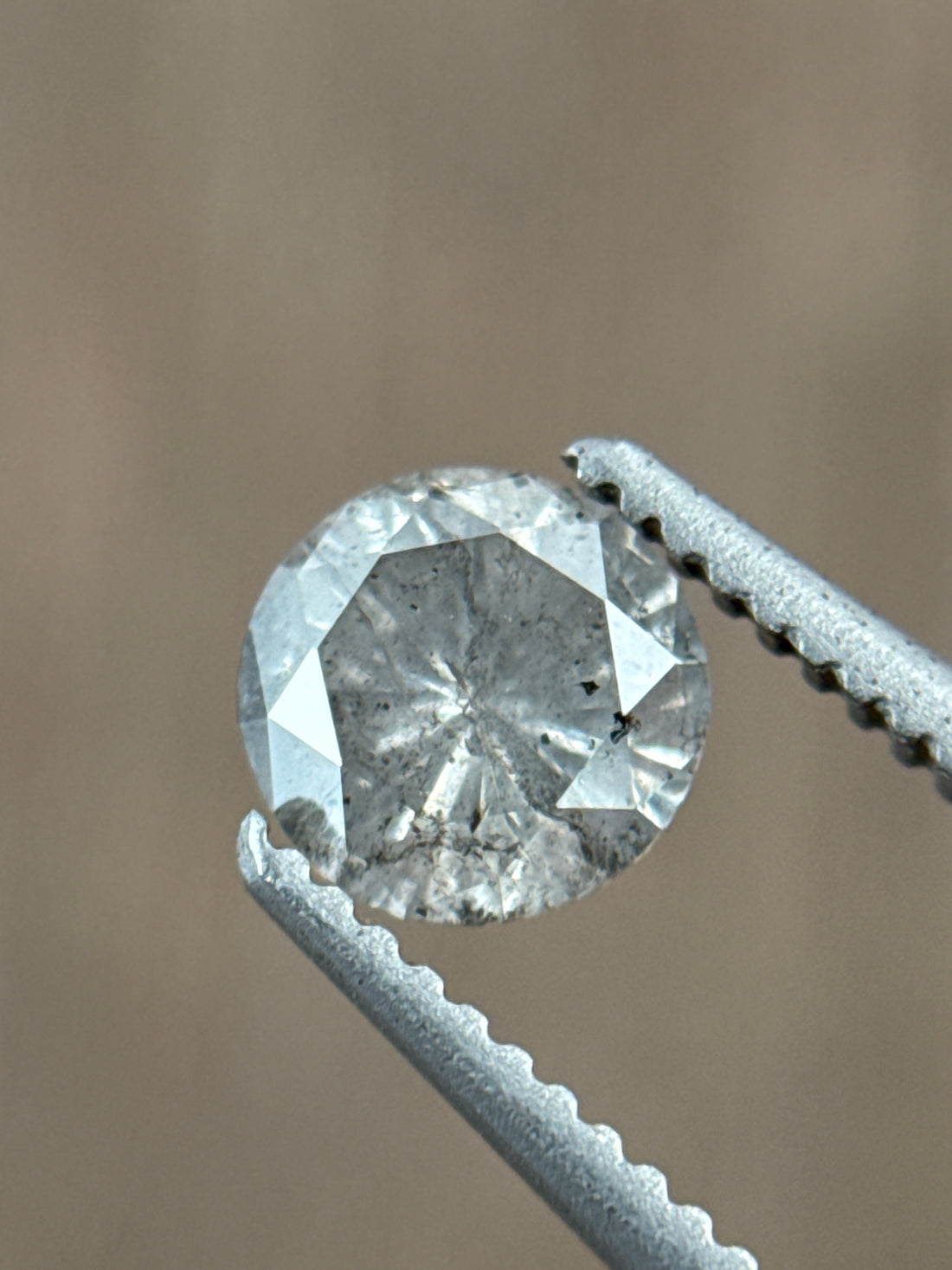 0.57 Ct Round Rose Cut Grey Natural Minimalist Diamond