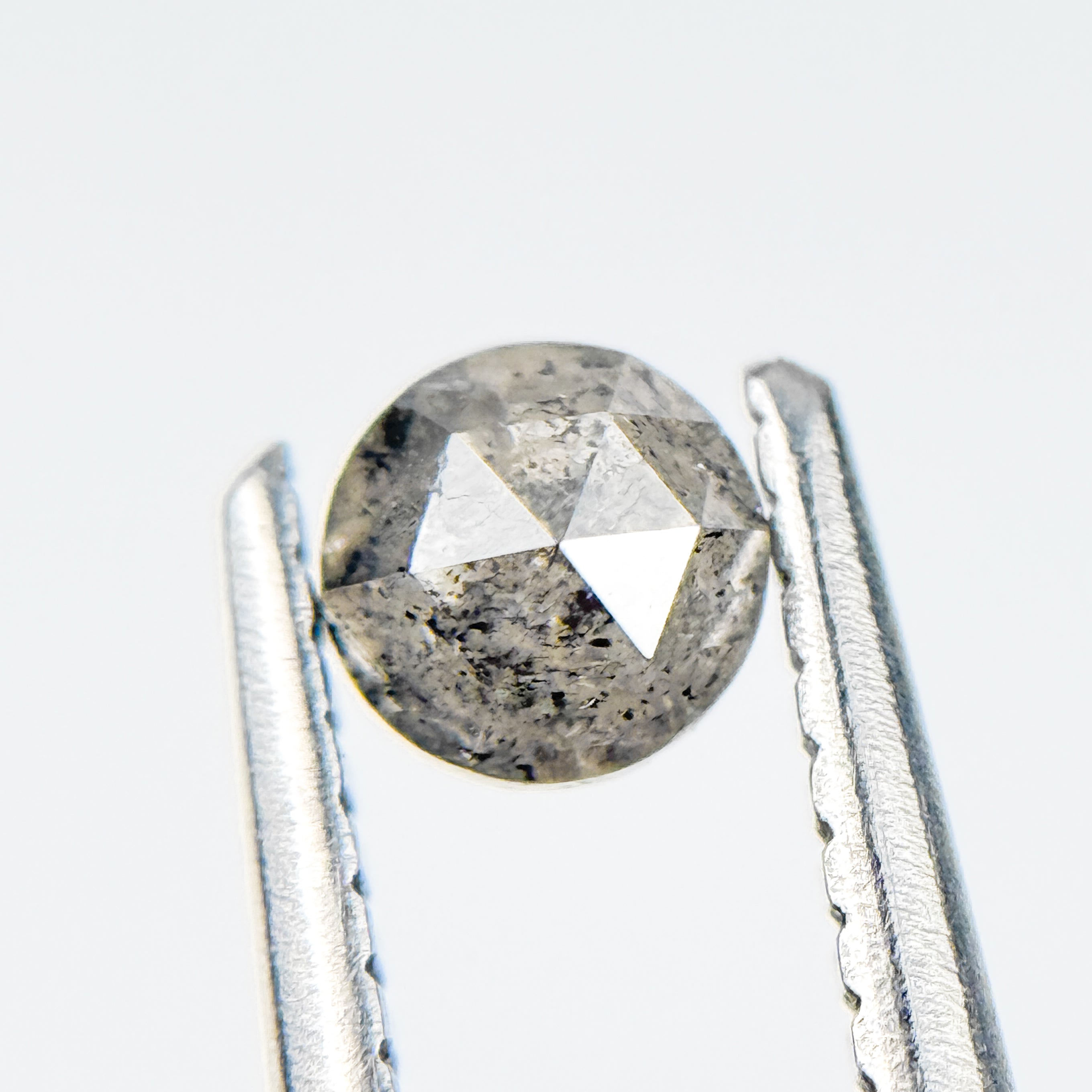0.41 Ct Round Rose Cut Grey Natural Salt and Pepper Diamond