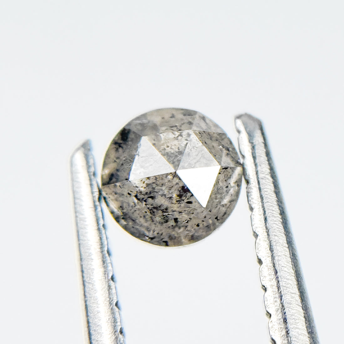 0.41 Ct Round Rose Cut Grey Natural Salt and Pepper Diamond