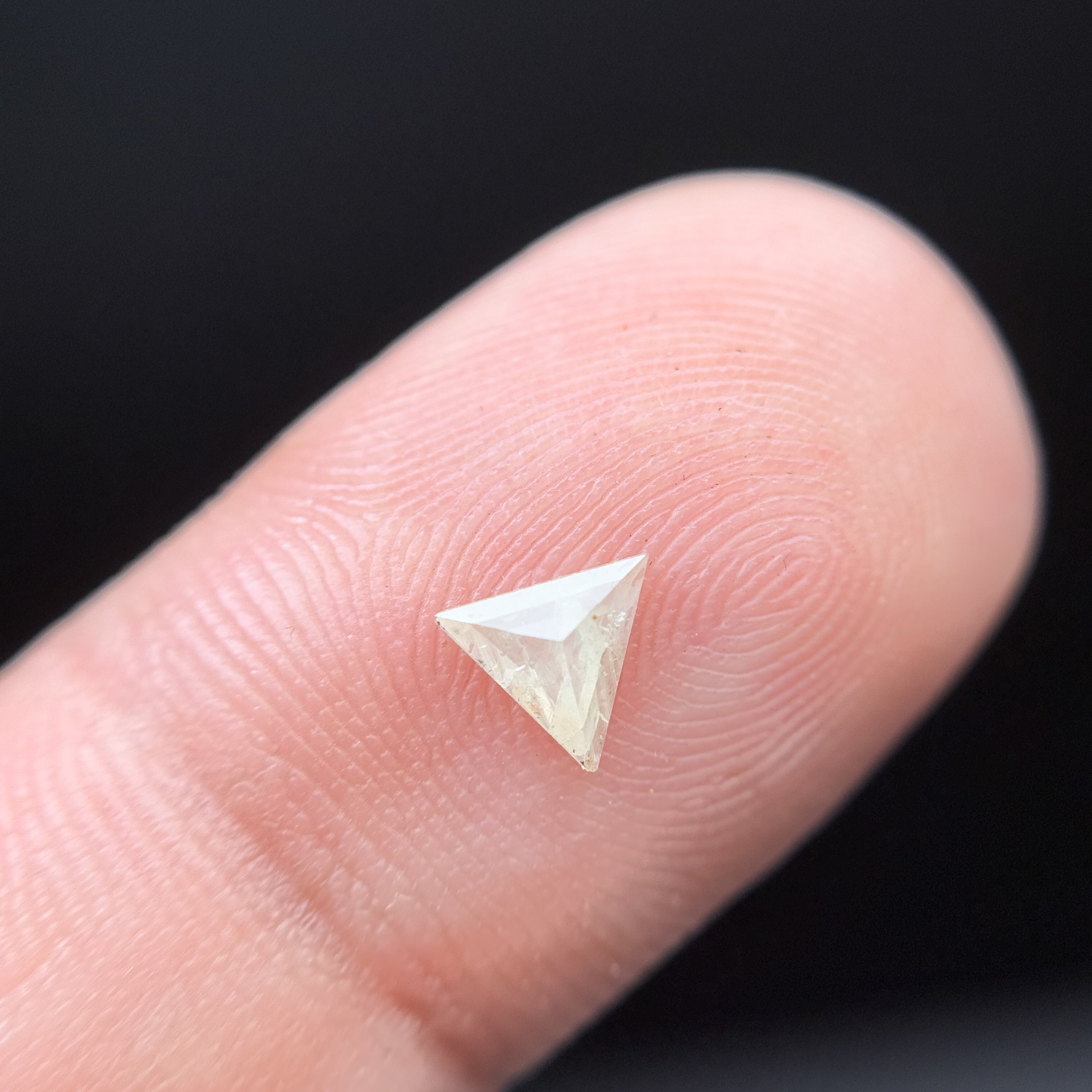 0.23 Ct Triangle Rose Cut ICY White Natural Salt and Pepper Diamond