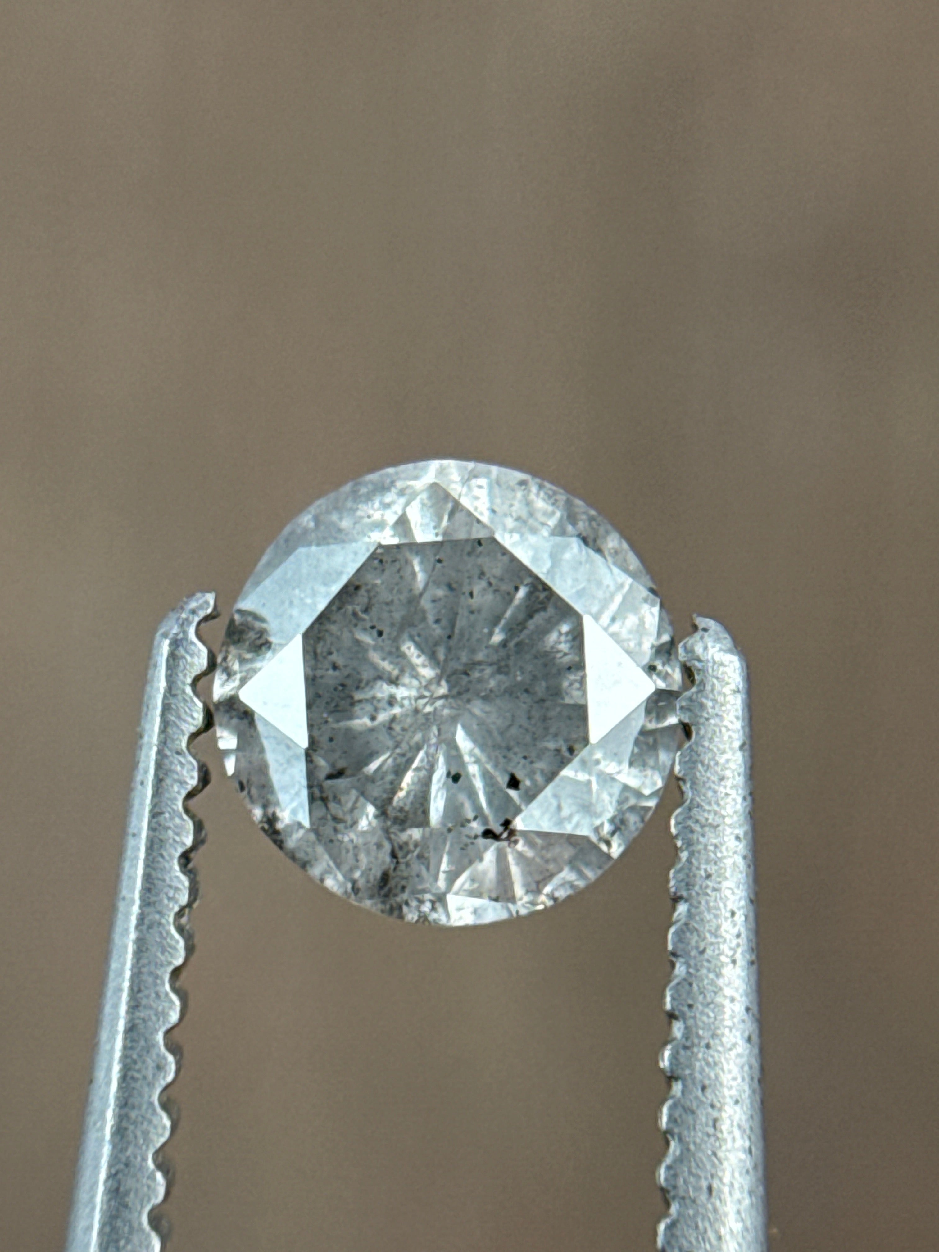 0.57 Ct Round Rose Cut Grey Natural Minimalist Diamond