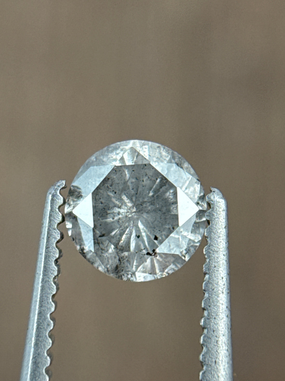 0.57 Ct Round Rose Cut Grey Natural Minimalist Diamond
