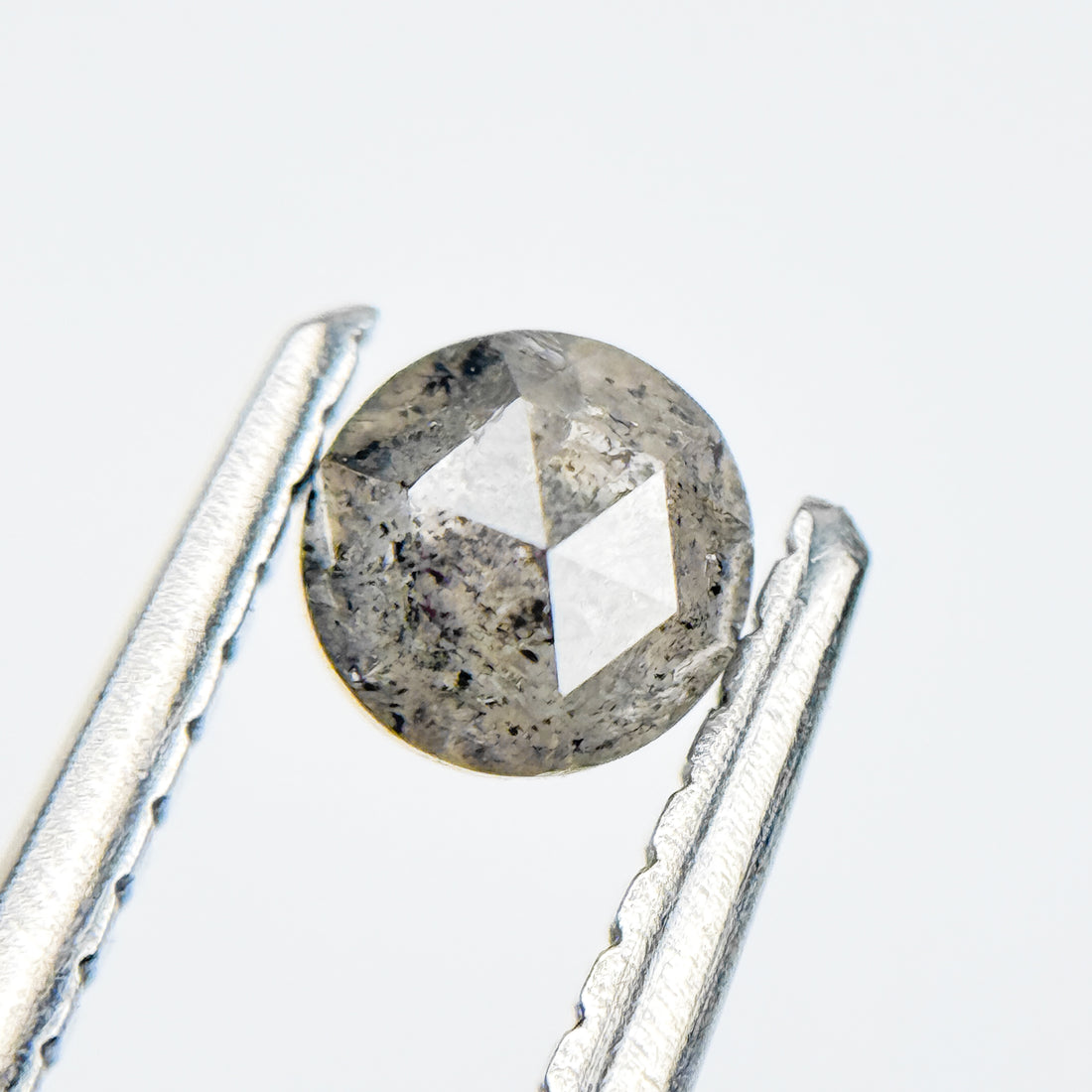 0.41 Ct Round Rose Cut Grey Natural Salt and Pepper Diamond