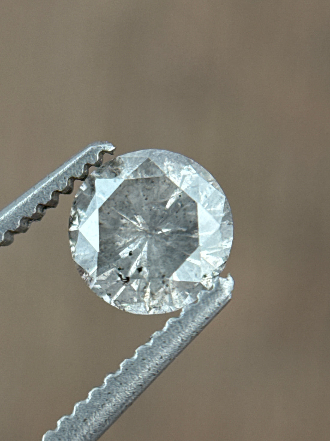 0.57 Ct Round Rose Cut Grey Natural Minimalist Diamond