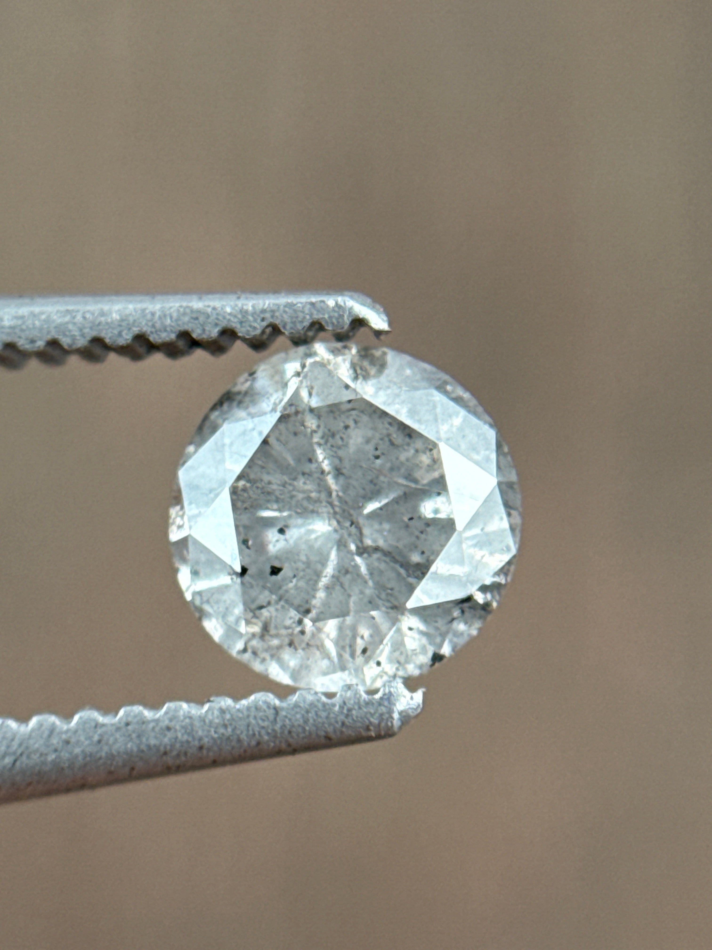 0.57 Ct Round Rose Cut Grey Natural Minimalist Diamond