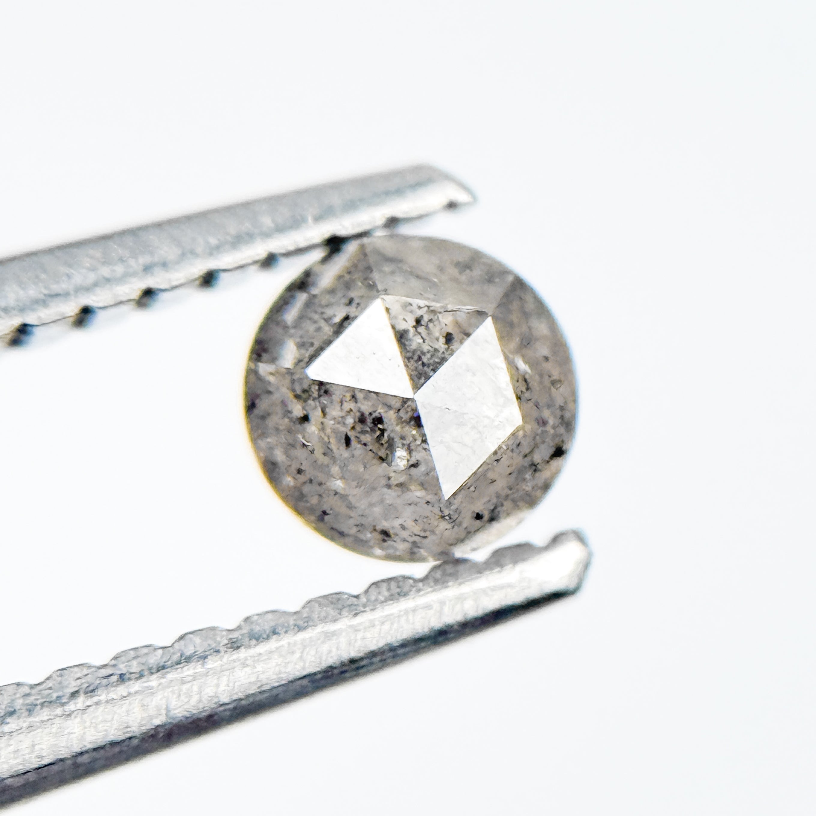 0.41 Ct Round Rose Cut Grey Natural Salt and Pepper Diamond