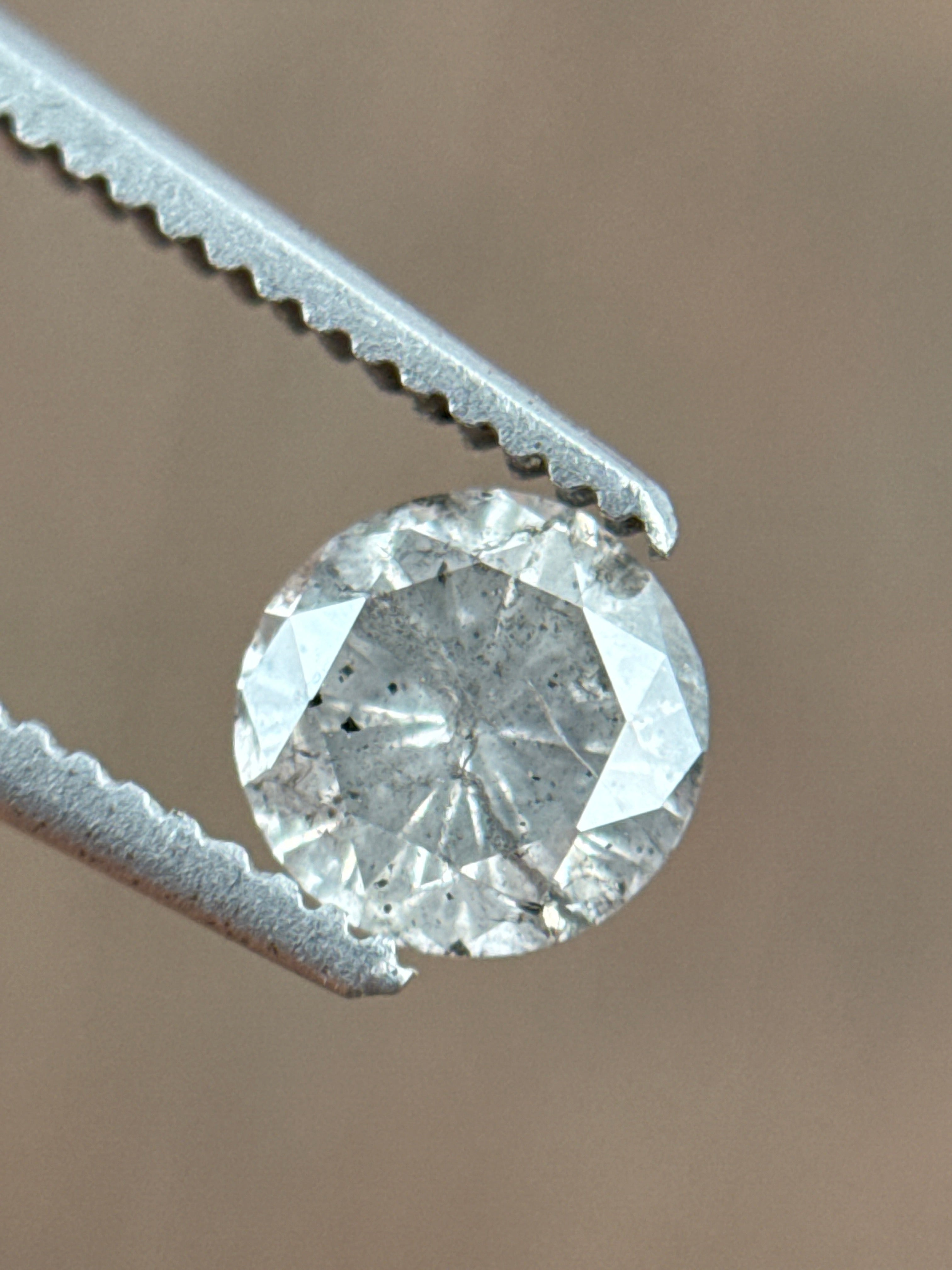 0.57 Ct Round Rose Cut Grey Natural Minimalist Diamond
