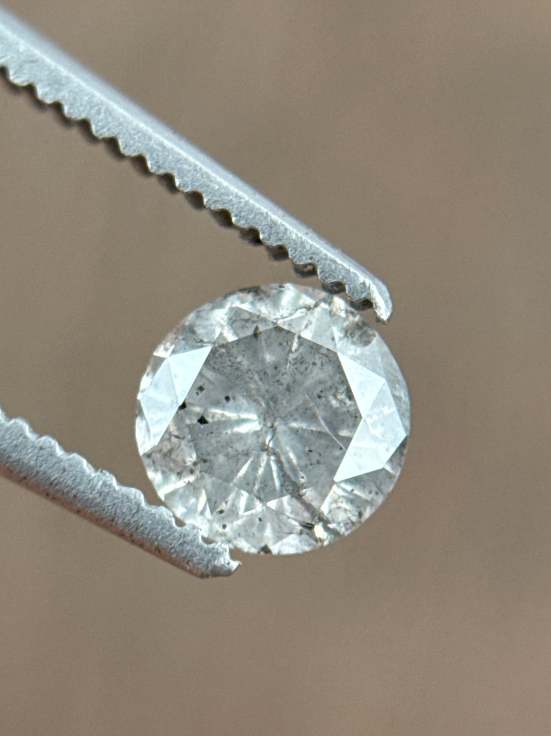0.57 Ct Round Rose Cut Grey Natural Minimalist Diamond