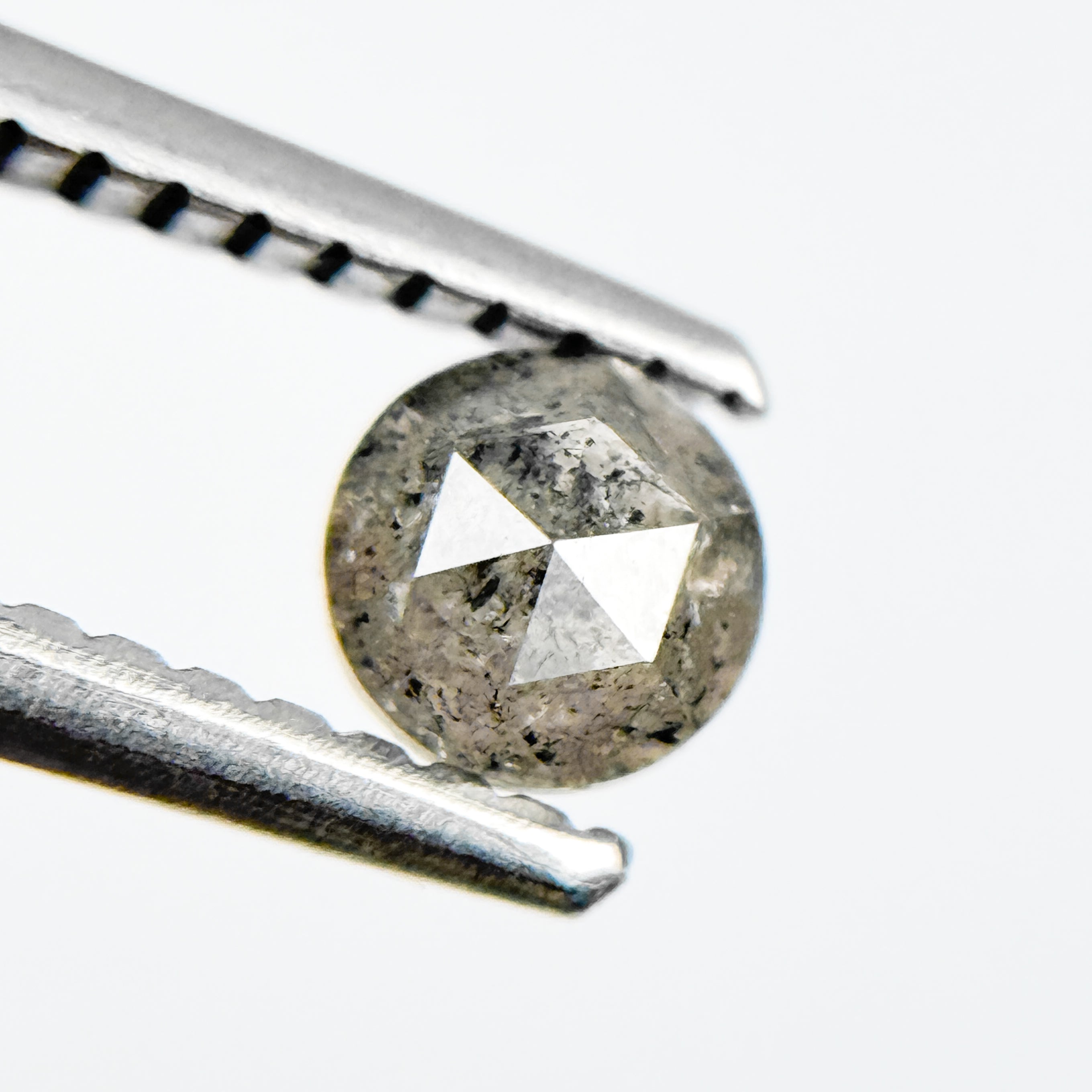 0.41 Ct Round Rose Cut Grey Natural Salt and Pepper Diamond