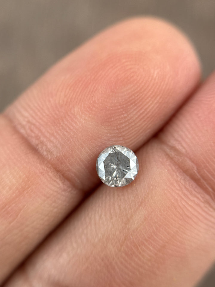 0.57 Ct Round Rose Cut Grey Natural Minimalist Diamond