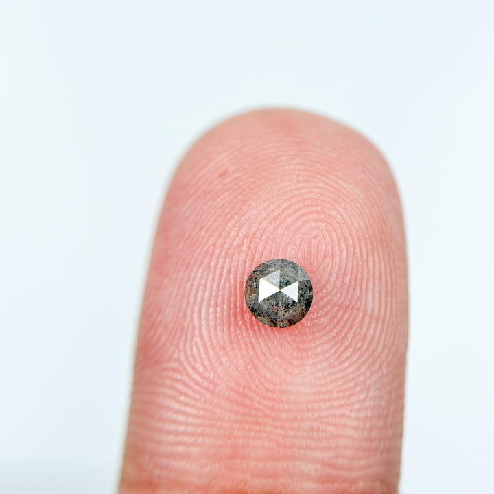 0.41 Ct Round Rose Cut Grey Natural Salt and Pepper Diamond